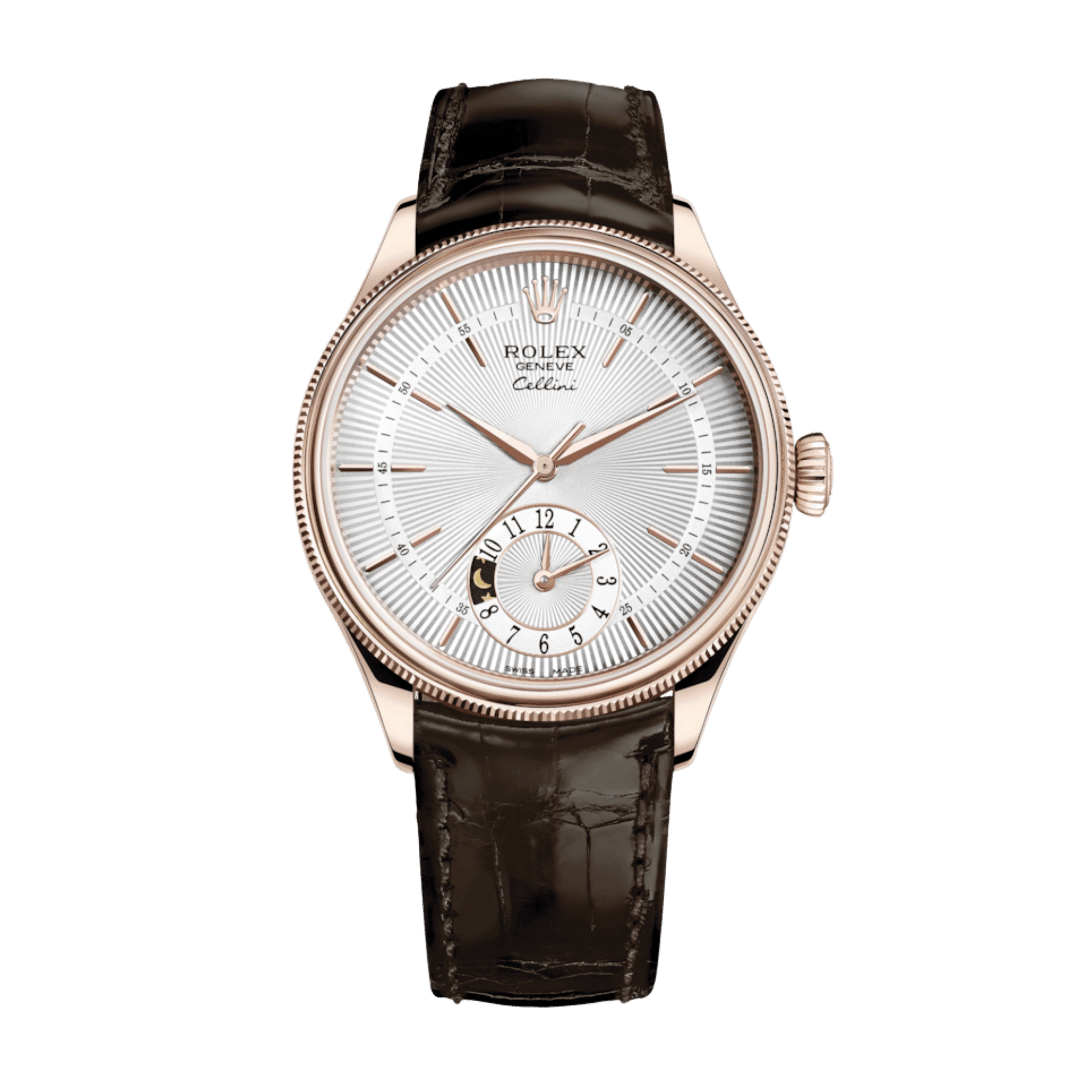 Image of Cellini Dual Time Rose Gold Silver Dial 39mm