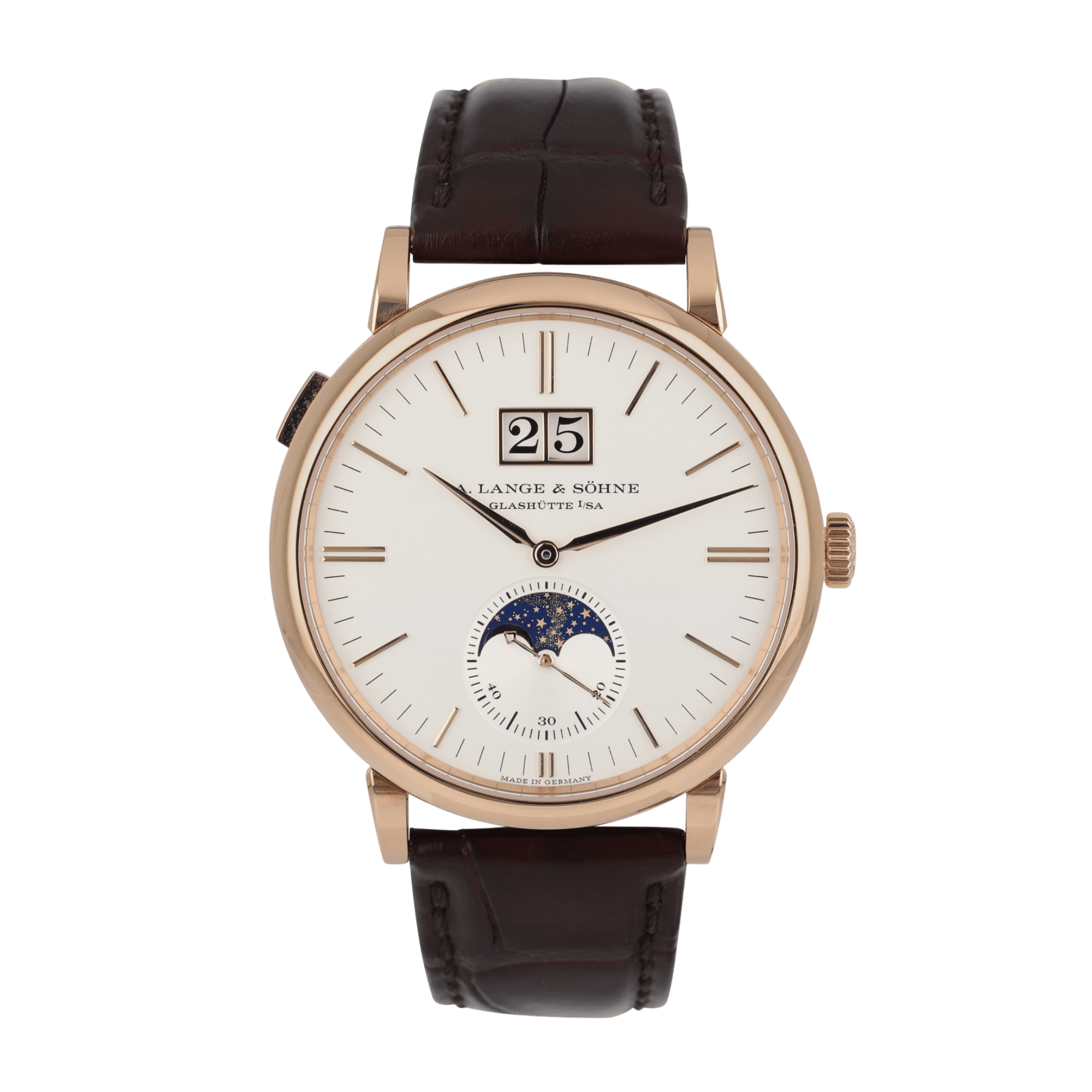 Image of Saxonia Moonphase Rose Gold Silver Dial 40mm
