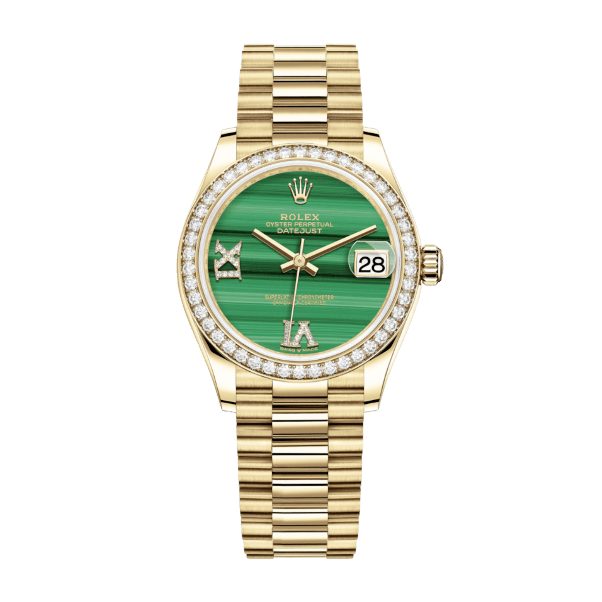 Image of Datejust Yellow Gold Diamond Green Malachite Dial 31mm