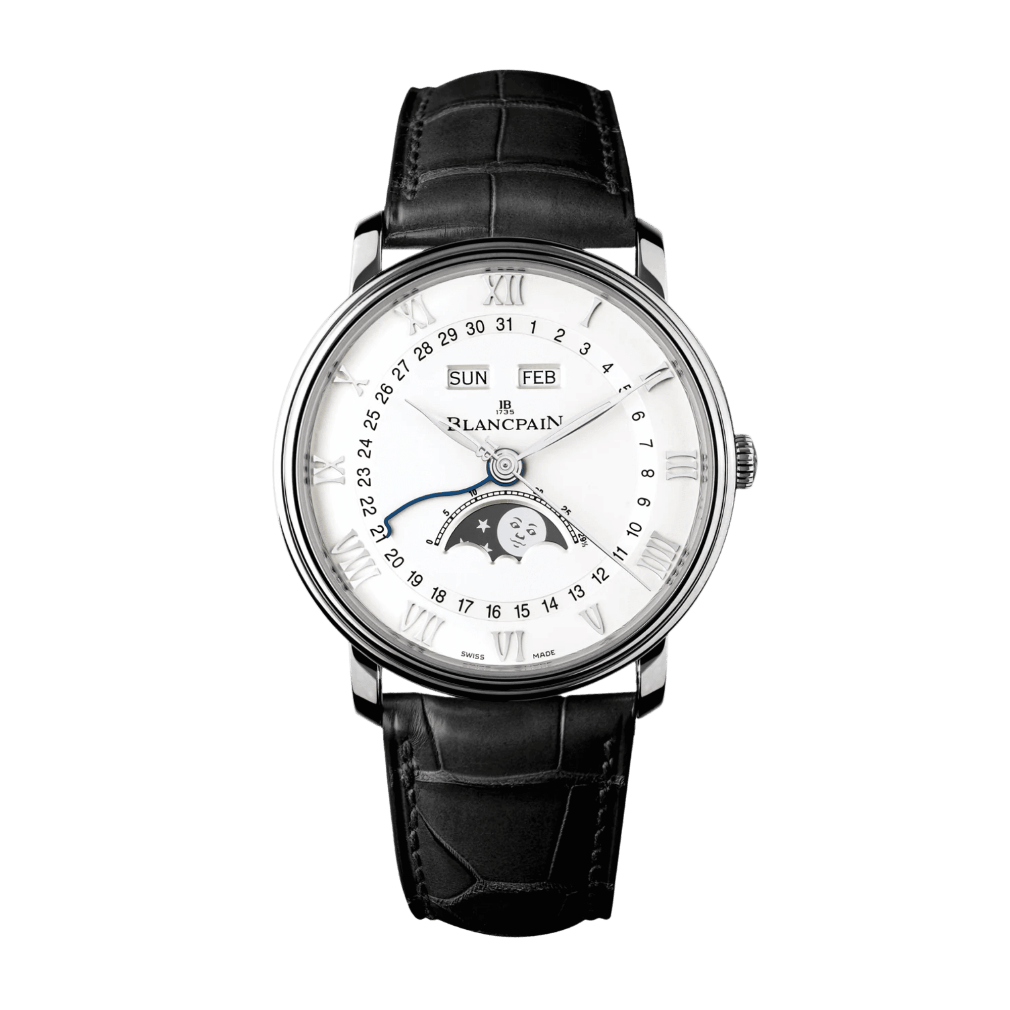 Image of Villeret Quantième Complet Steel White Dial 40mm
