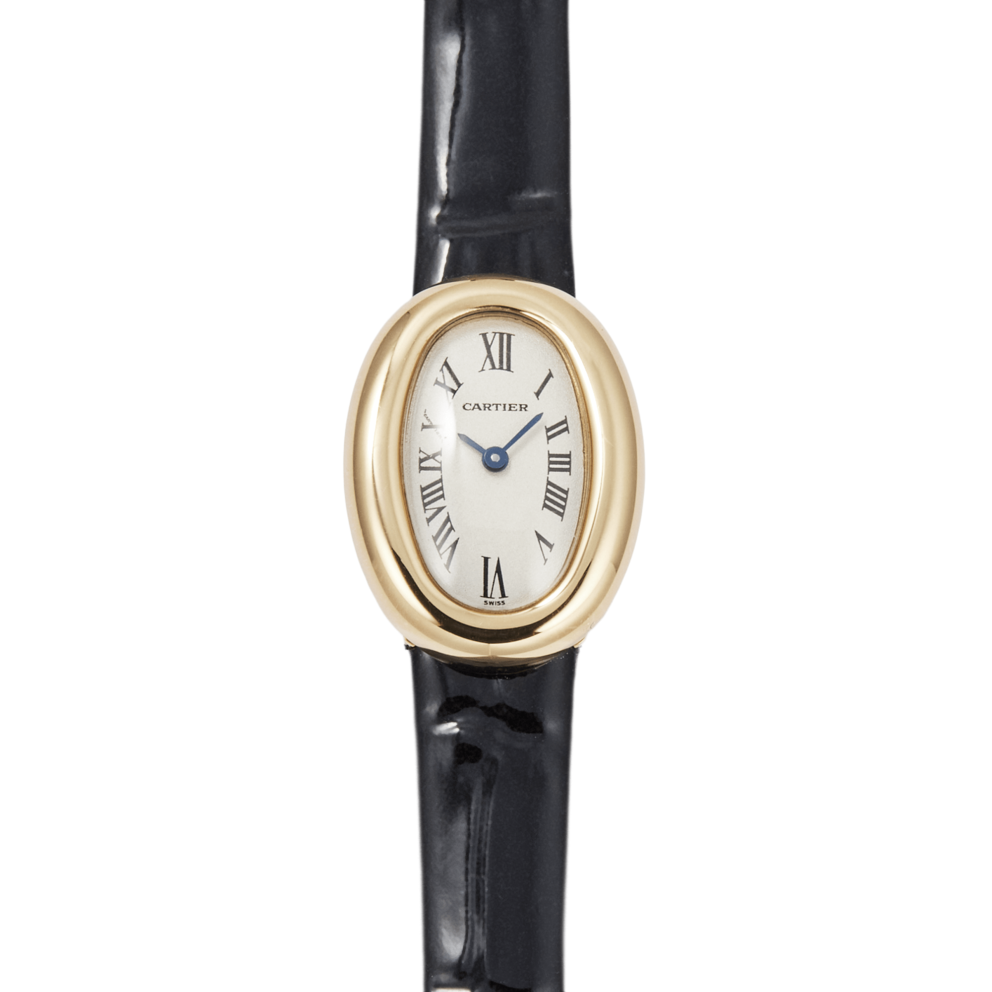 Image of Vintage Baignoire de Cartier Yellow Gold Silver Dial 18mm