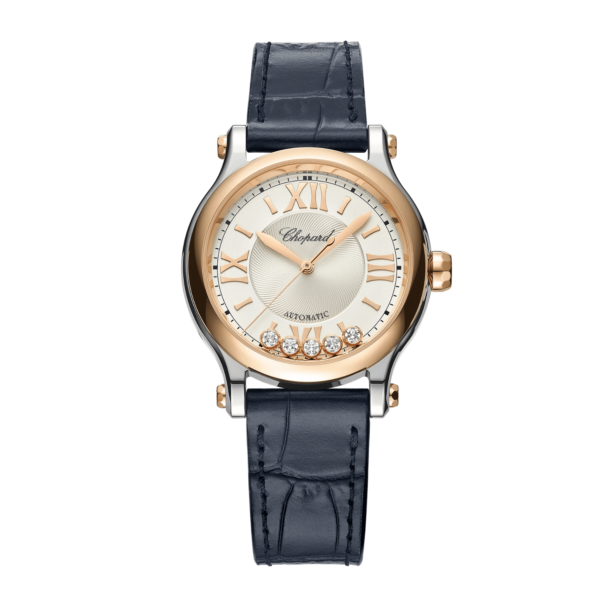 Image of Happy Sport Rose Gold & Steel Silver Dial 33mm