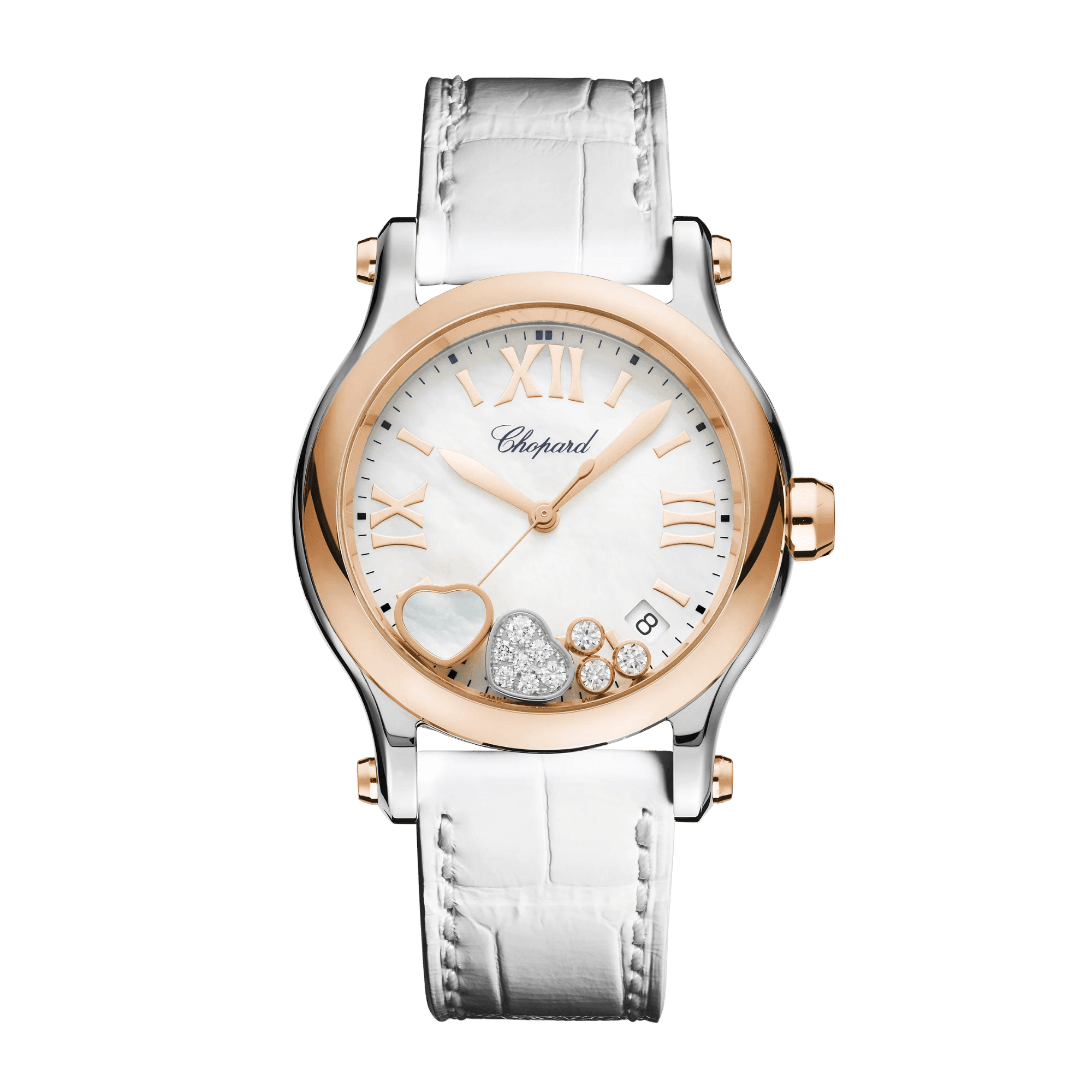 Image of Happy Hearts Rose Gold & Steel Mother of Pearl Dial 36mm