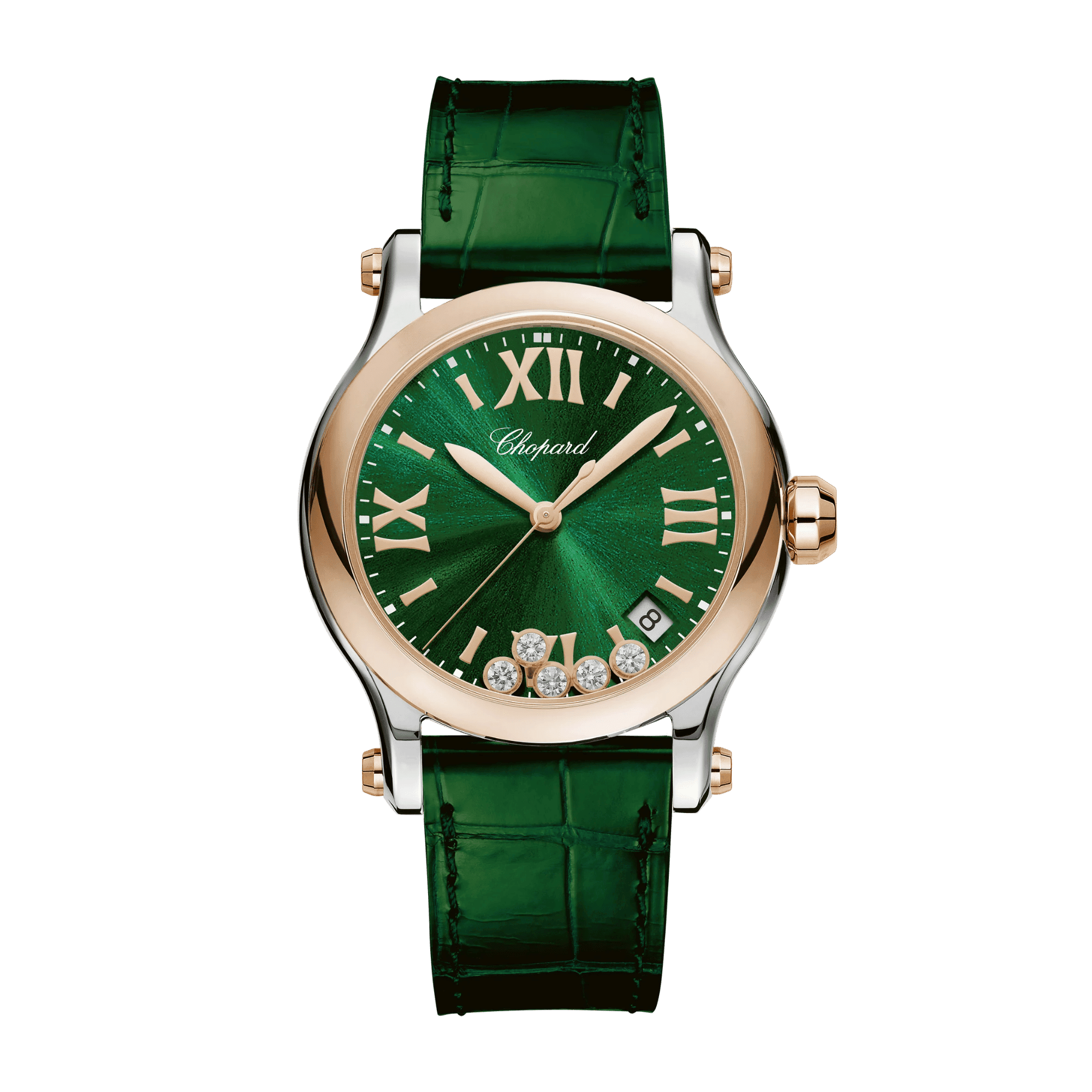 Image of Happy Sport Rose Gold & Steel Green Dial 36mm