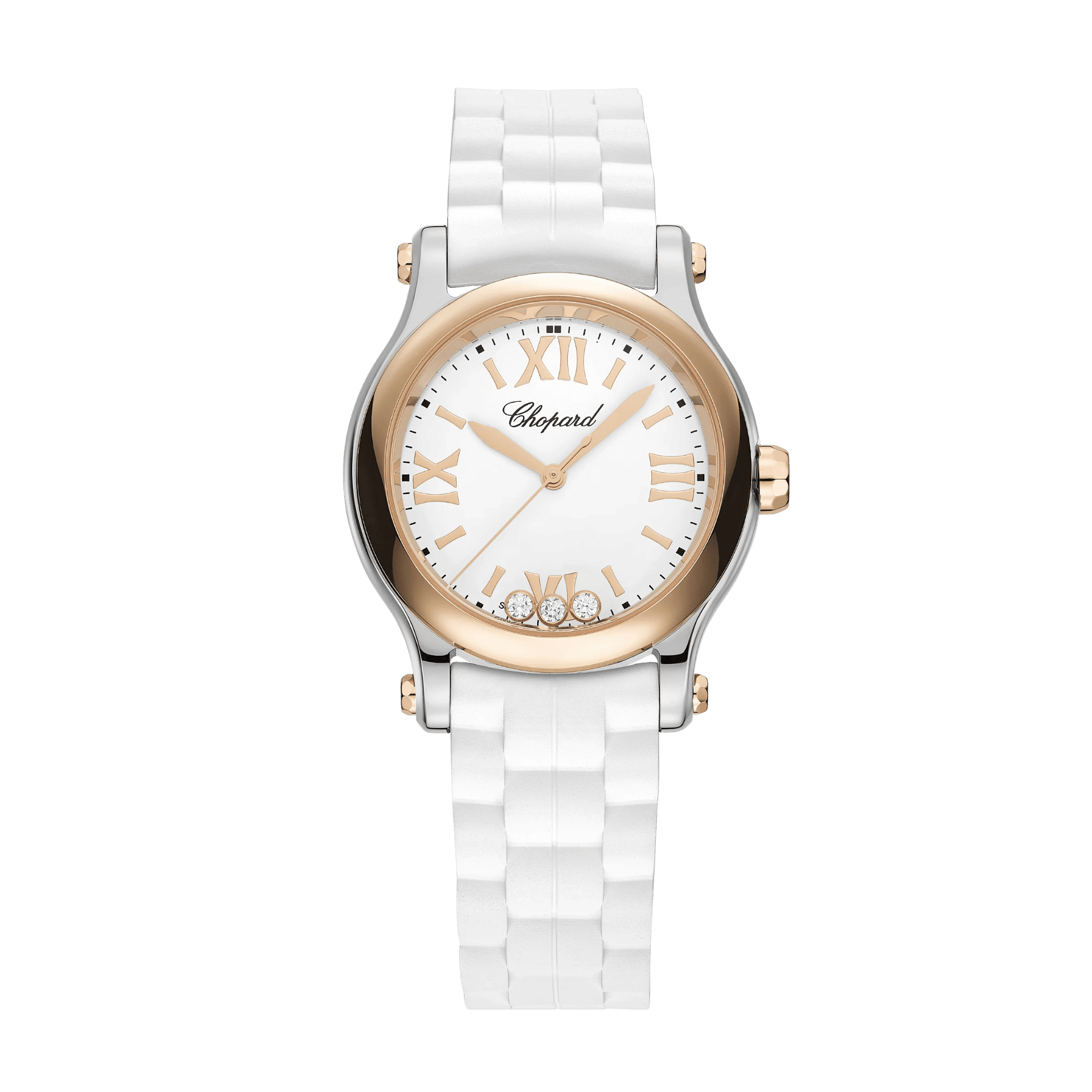 Image of Happy Sport Rose Gold & Steel White Dial 30mm