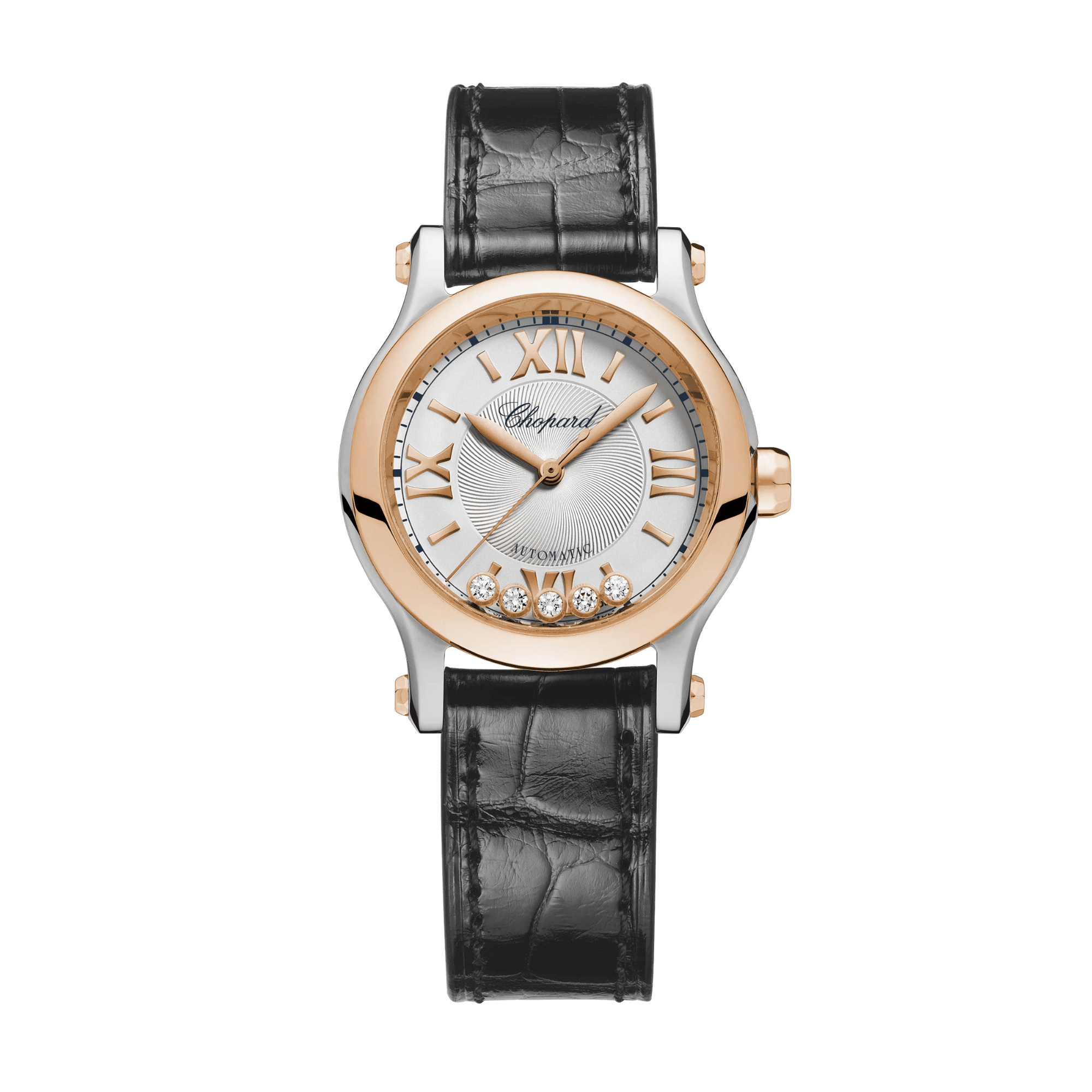 Image of Happy Sport Rose Gold & Steel Silver Dial 30mm