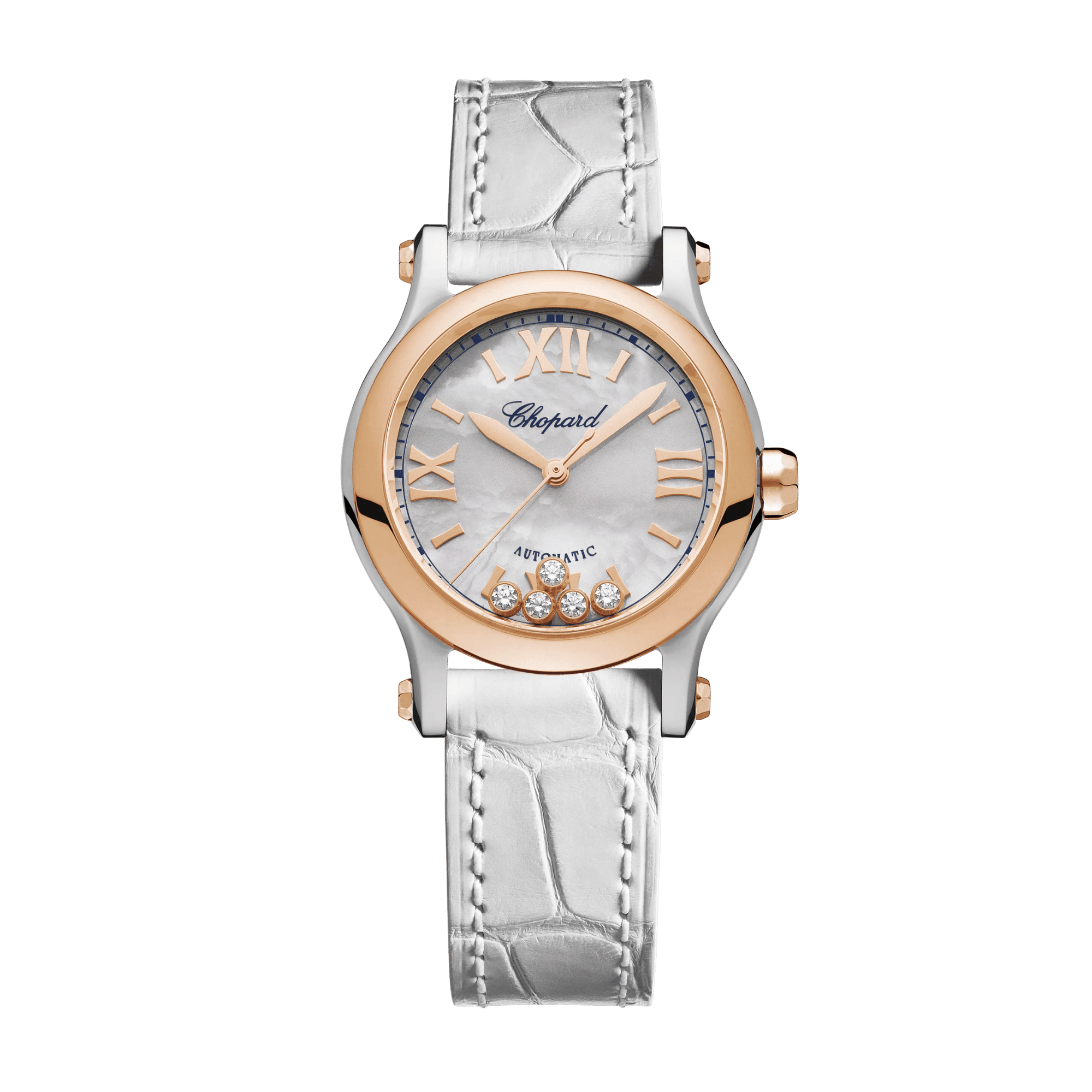 Image of Happy Sport Rose Gold & Steel Mother of Pearl Dial 30mm