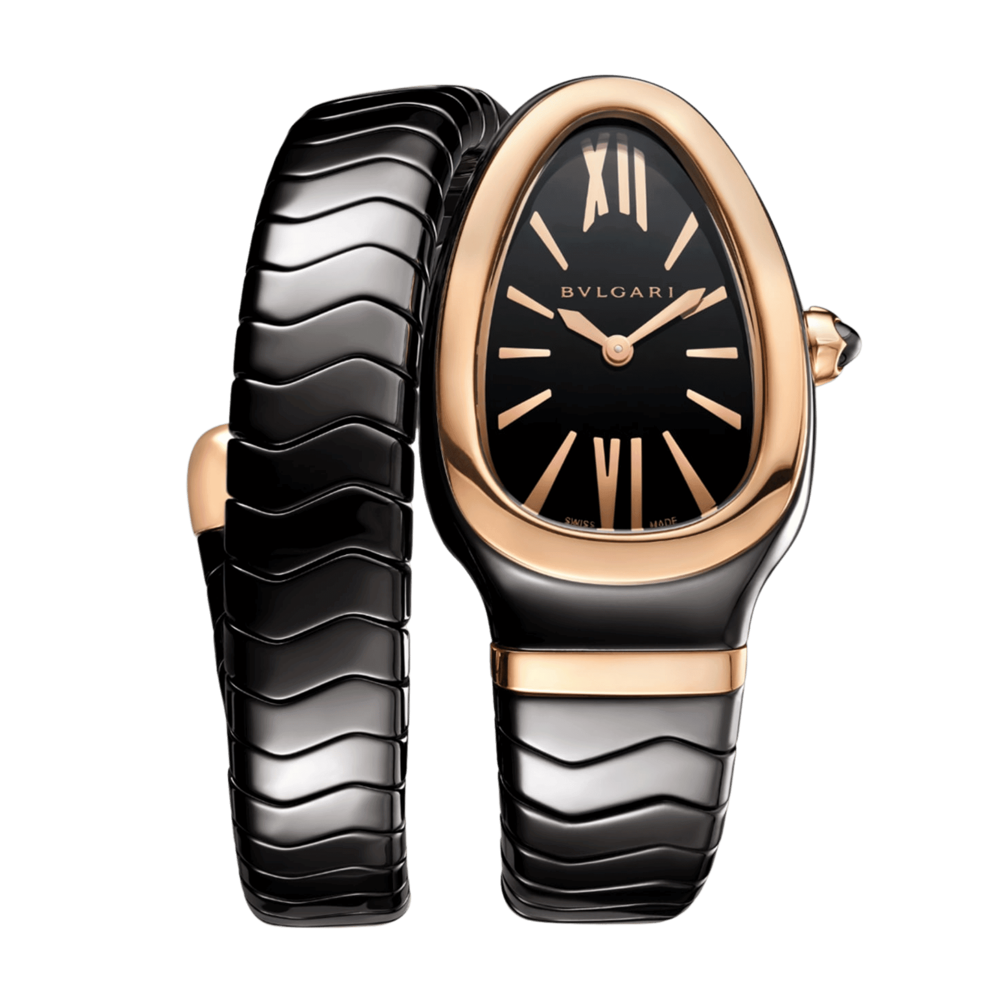 Image of Serpenti Spiga Rose Gold & Ceramic Black Dial 35mm