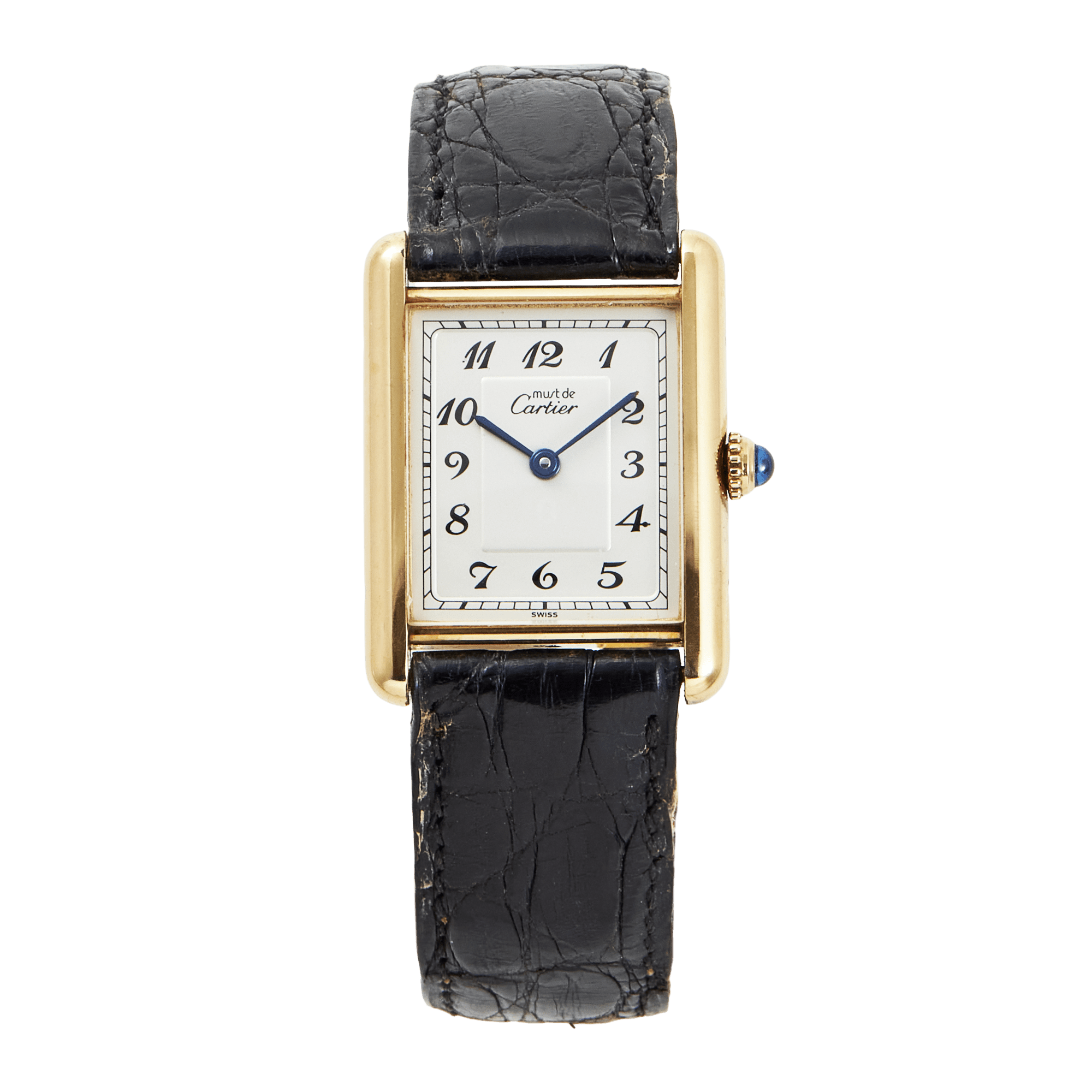 Image of Vintage Tank Vermeil Gold Plated Silver White Dial 23mm