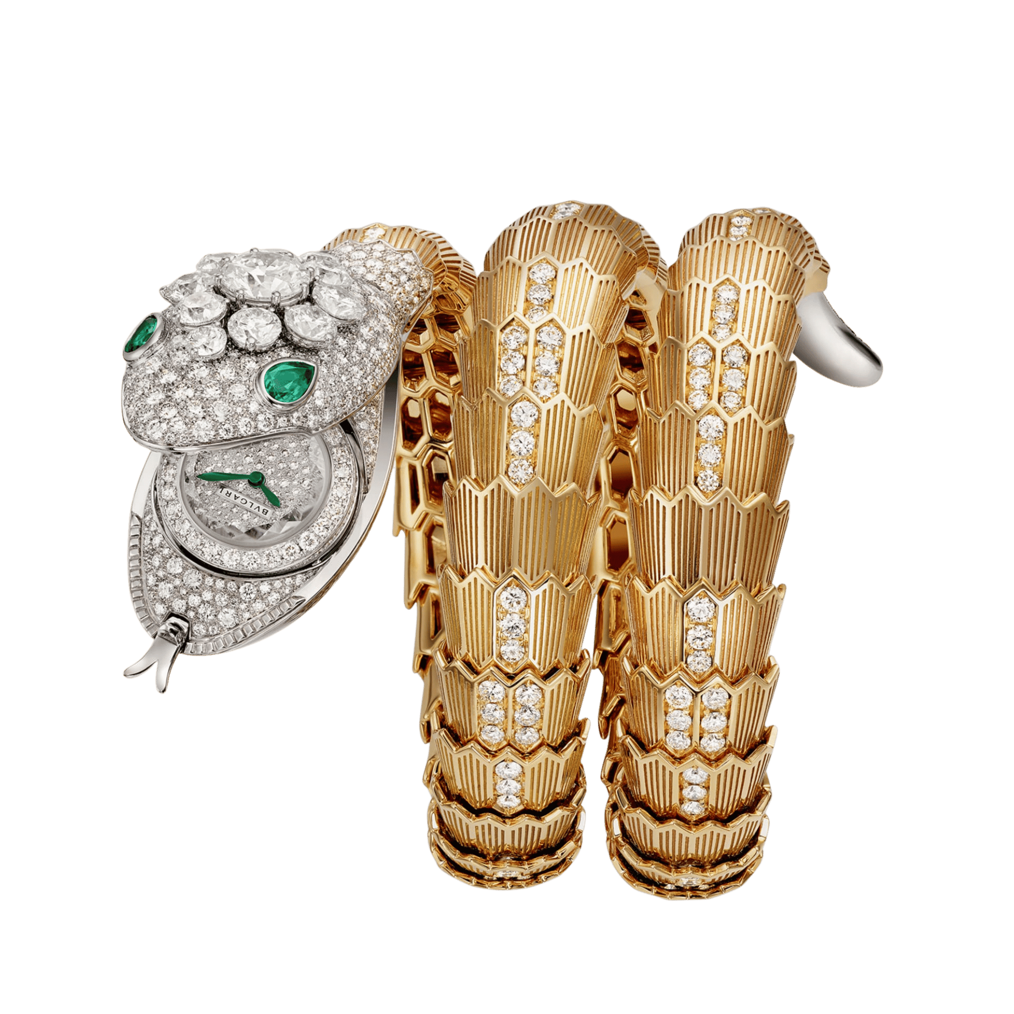 Image of Serpenti Secret Watch Yellow Gold Diamond Pave Dial 40mm