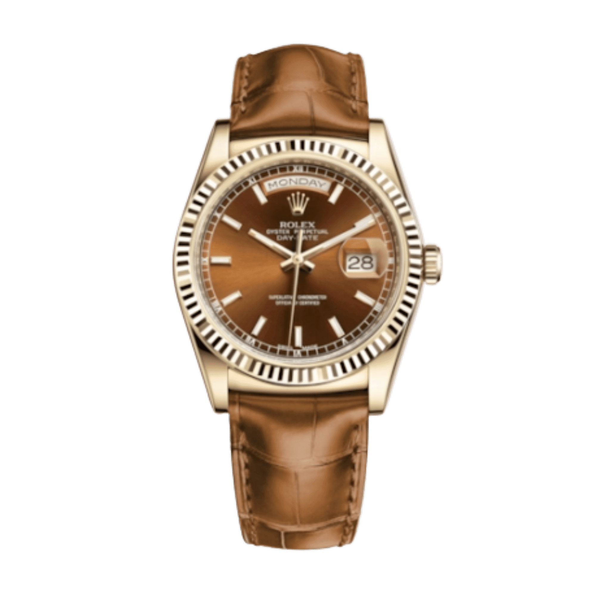 Image of Day-Date Yellow Gold Cognac Dial 36mm