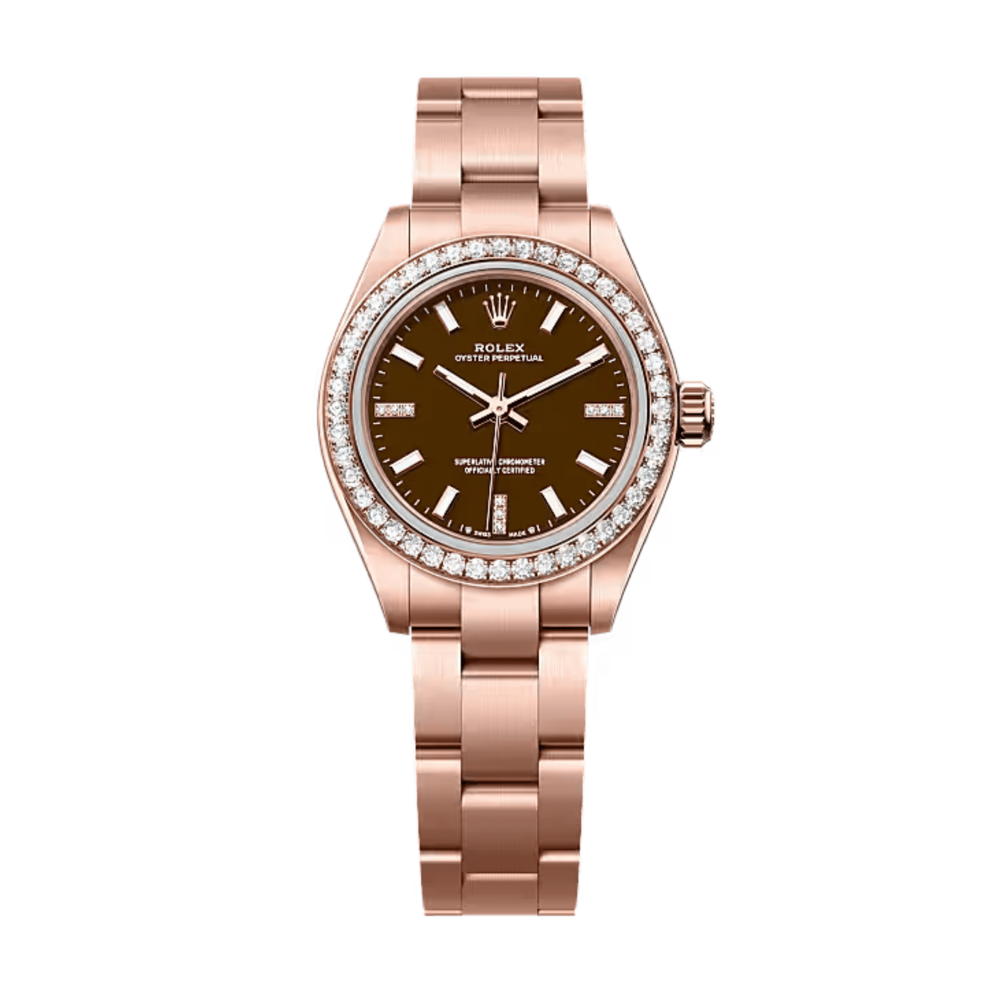 Image of Oyster Perpetual Rose Gold Diamond Brown Dial 28mm