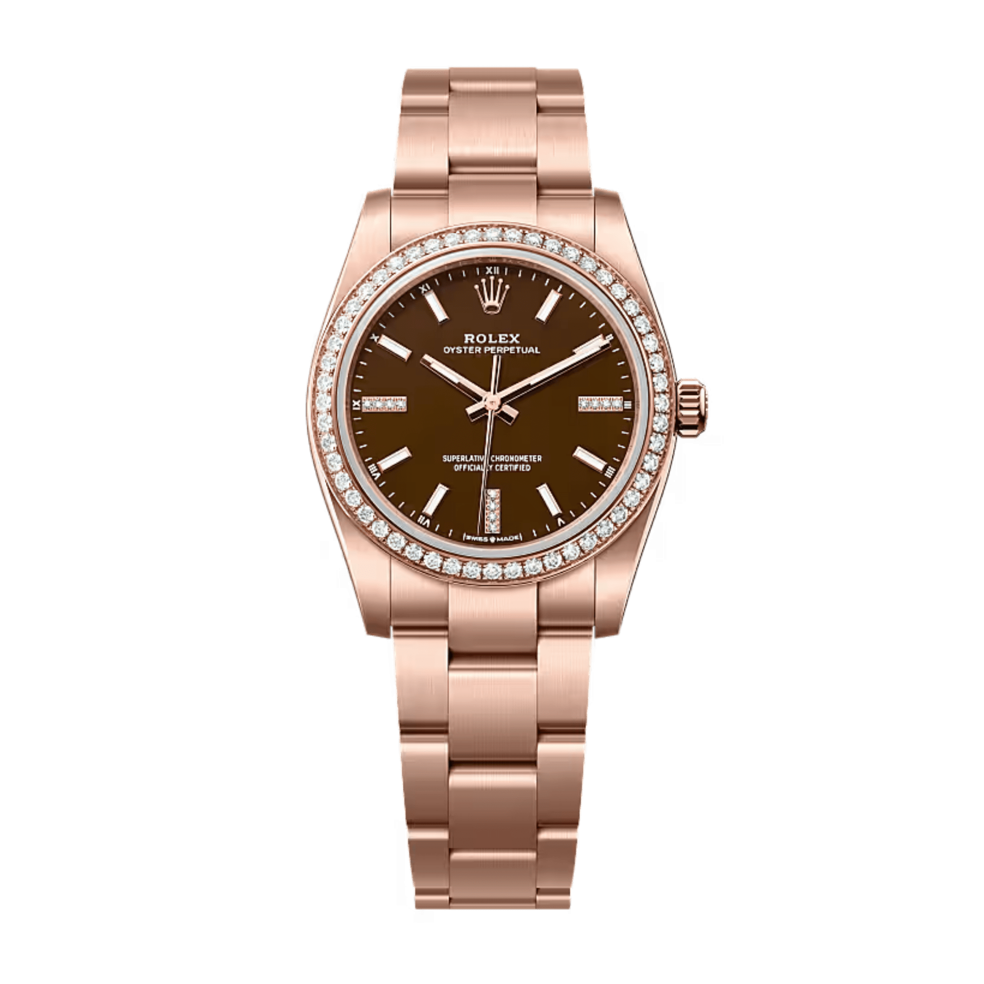 Image of Oyster Perpetual Rose Gold Diamond Brown Dial 34mm