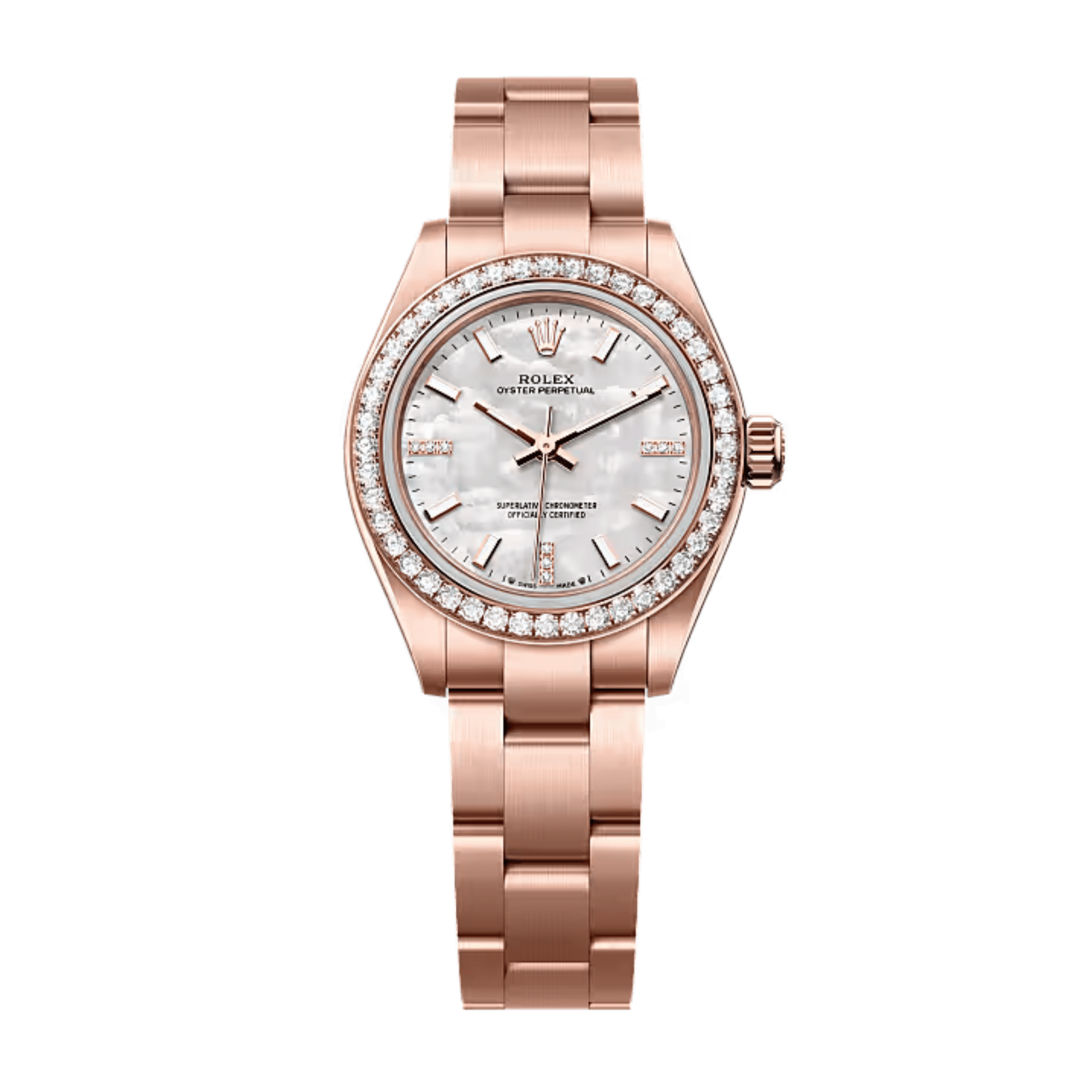 Image of Oyster Perpetual Rose Gold Diamond Mother of Pearl Dial 34mm