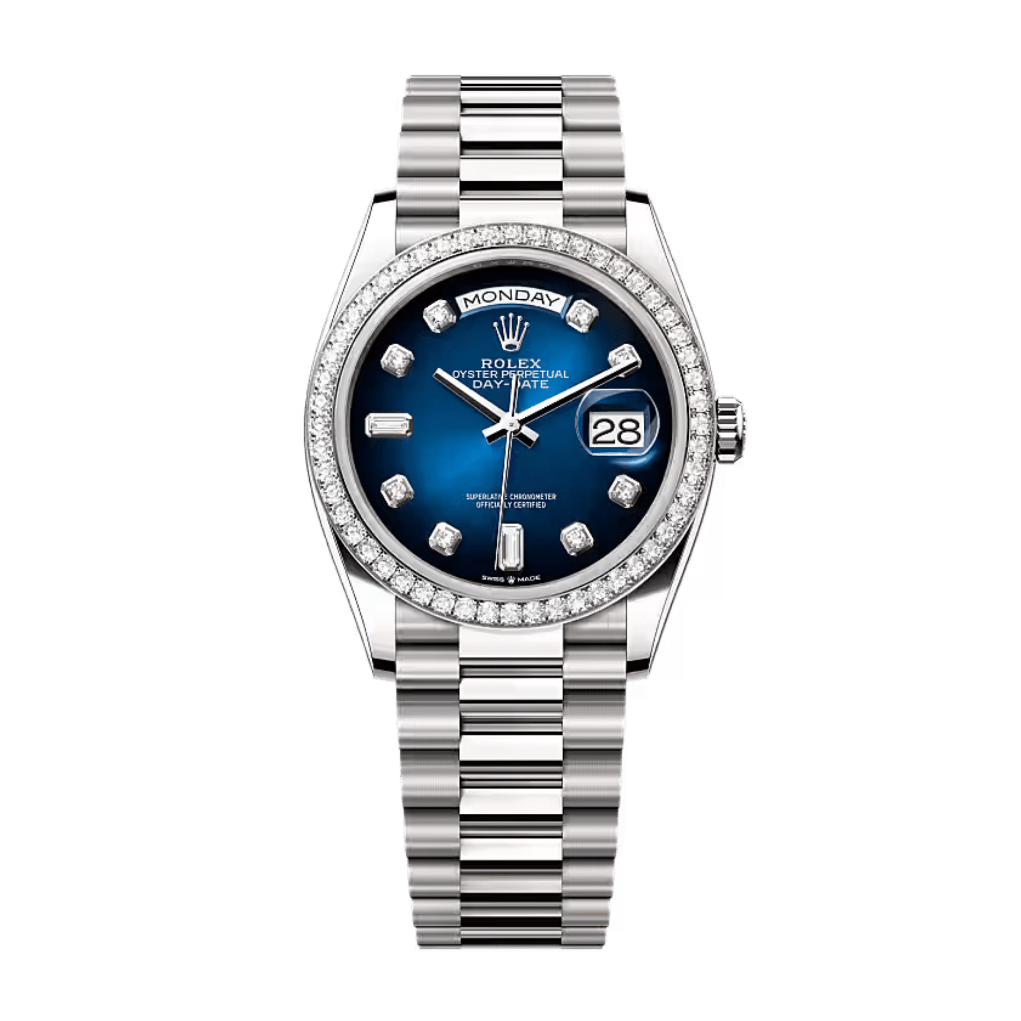 Image of Day-Date White Gold Diamond Blue Ombré Dial 36mm