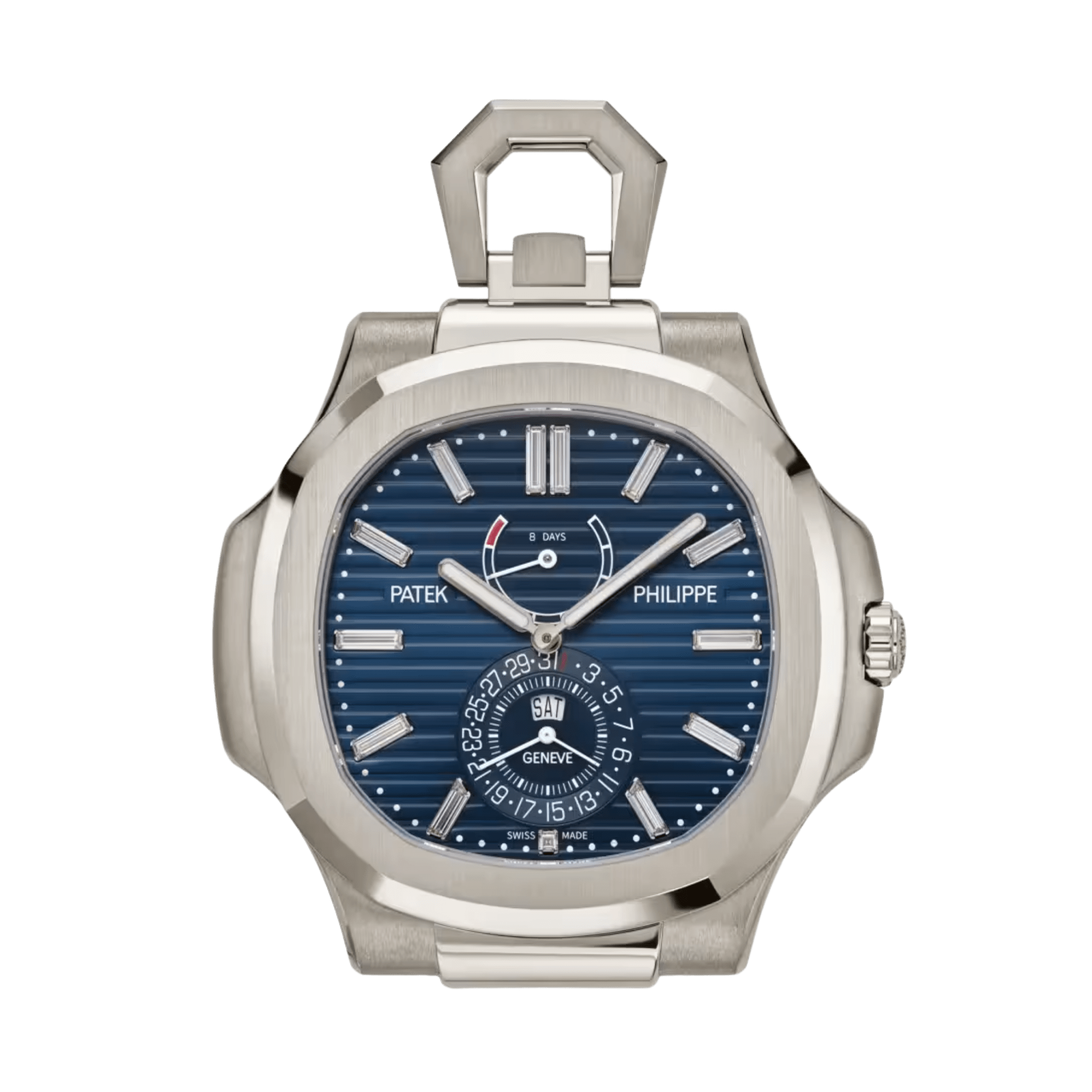 Image of Nautilus Desk Clock White Gold Blue Dial 50mm