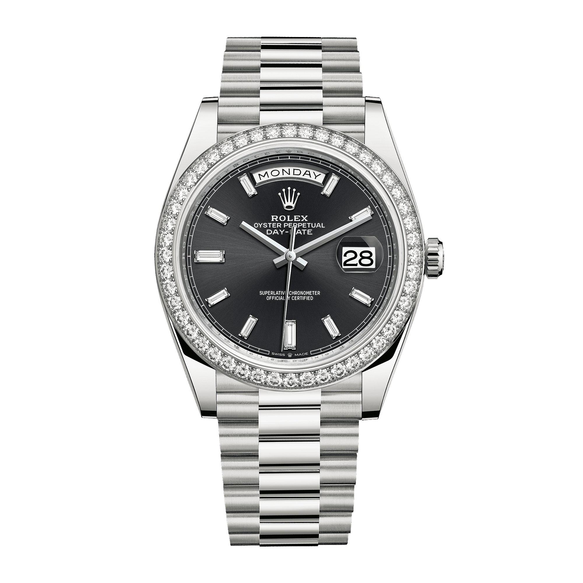 Image of Day-Date White Gold Diamond Black Dial 40mm