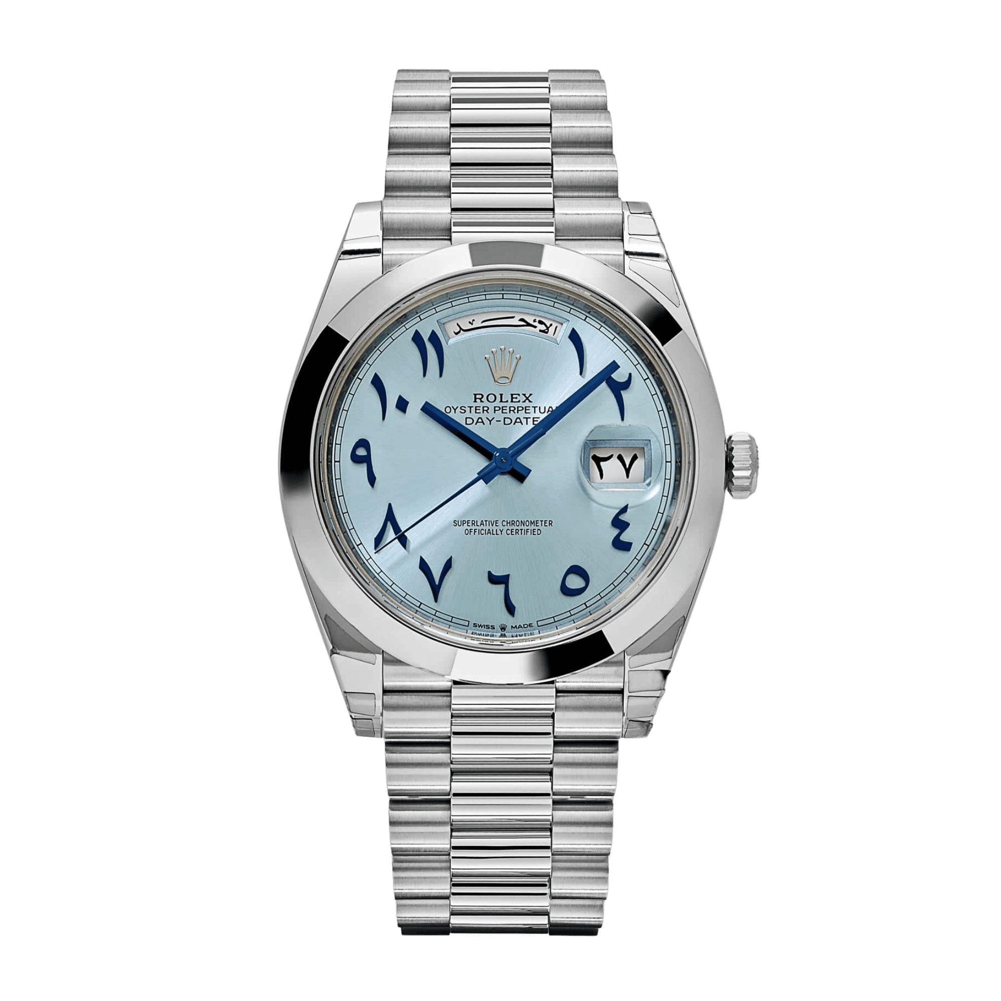 Image of Day-Date Platinum Blue Arabic Dial 40mm