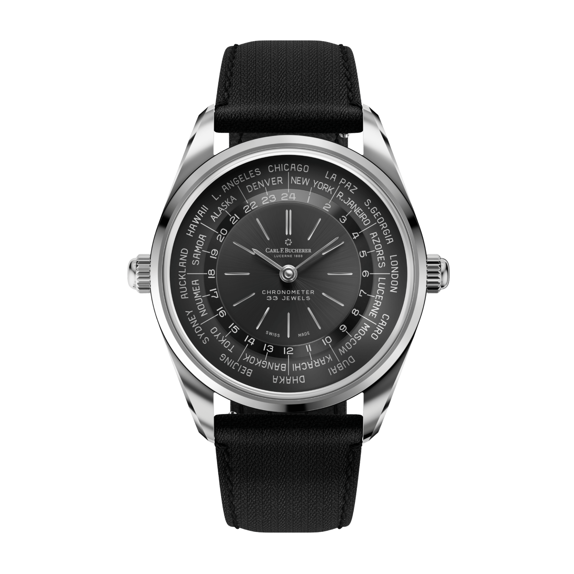 Image of Heritage Worldtimer Steel Black Dial 39mm