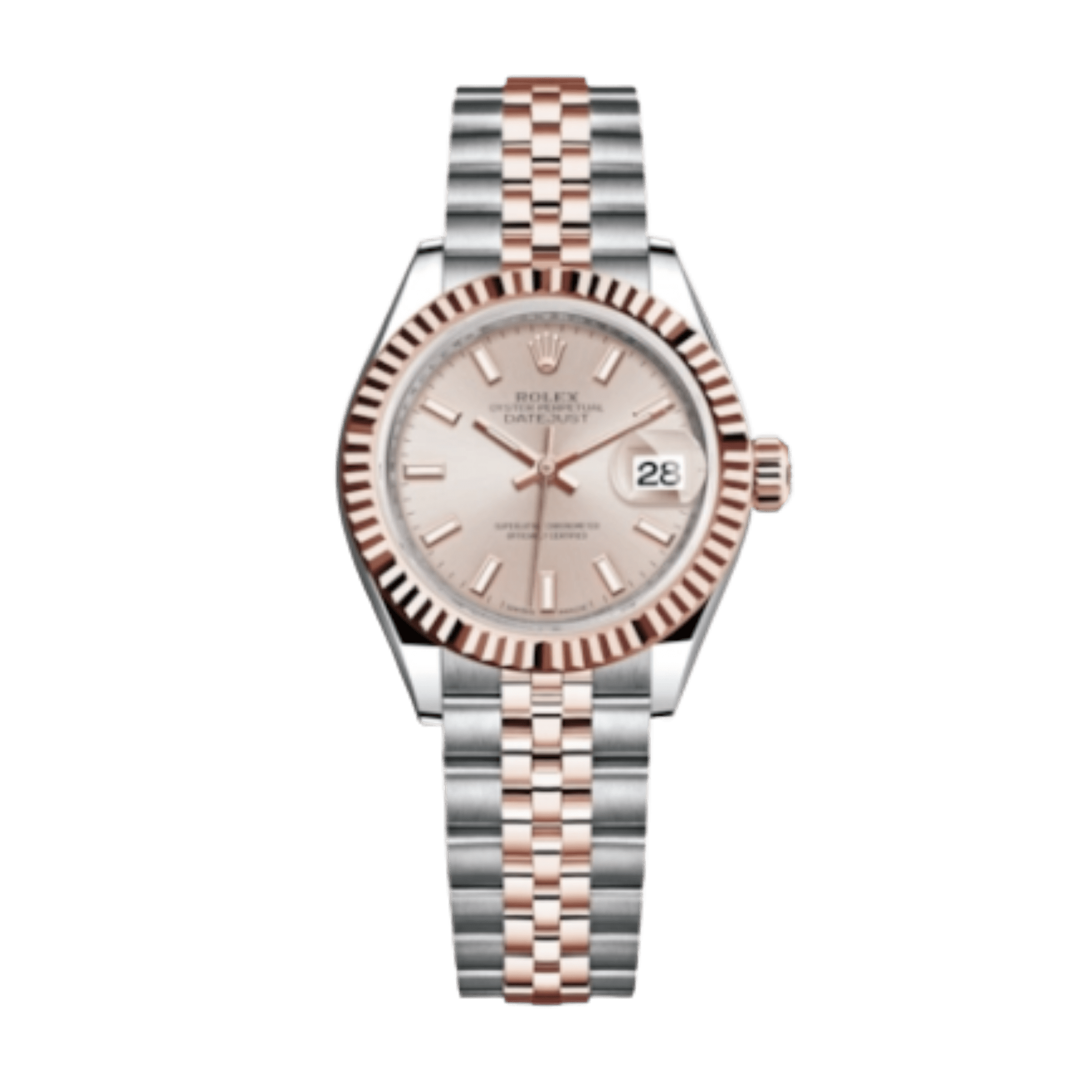 Image of Lady-Datejust Rose Gold & Steel Jubilee Pink Dial 28mm