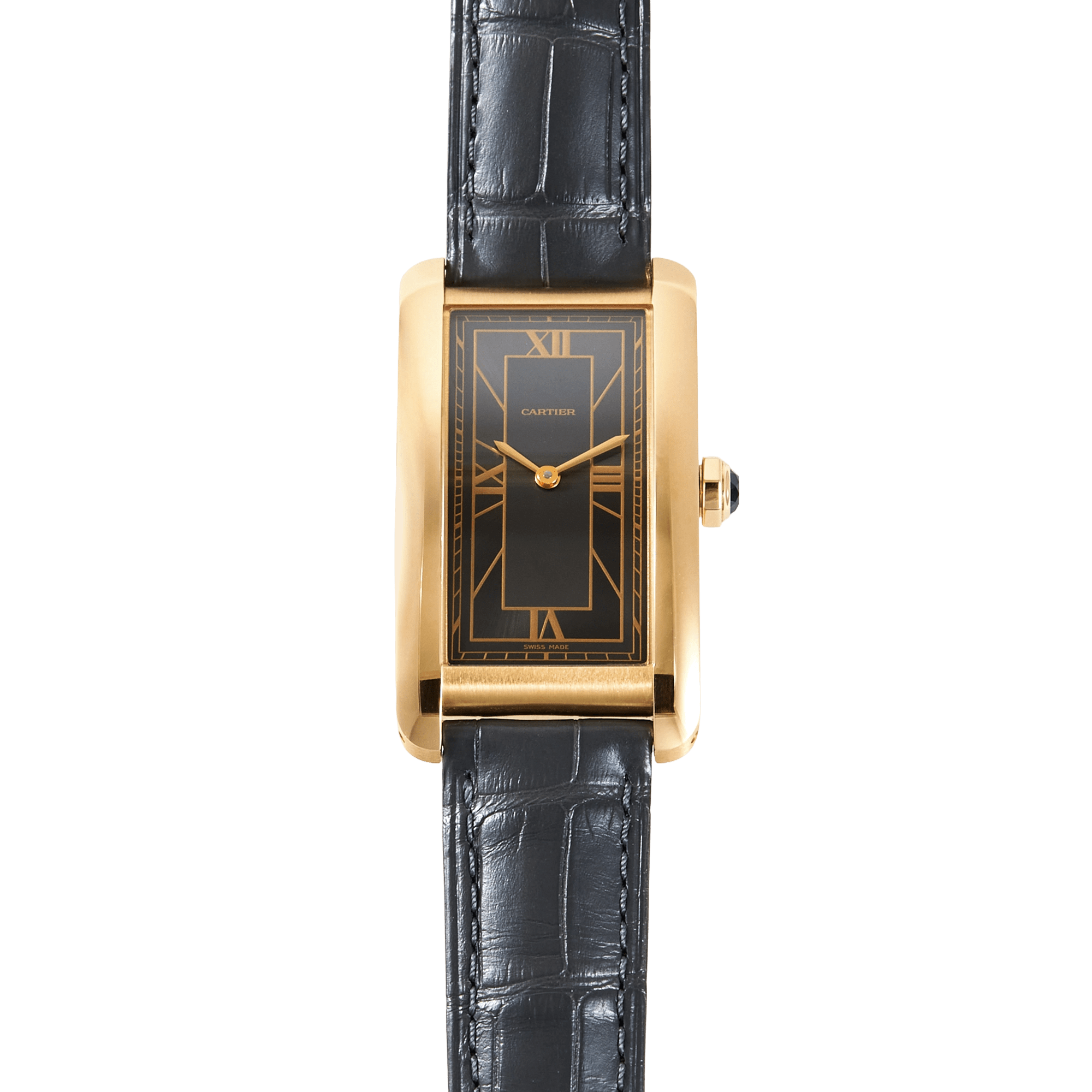 Image of Tank Americaine "Art Deco" Yellow Gold Grey Dial 24mm