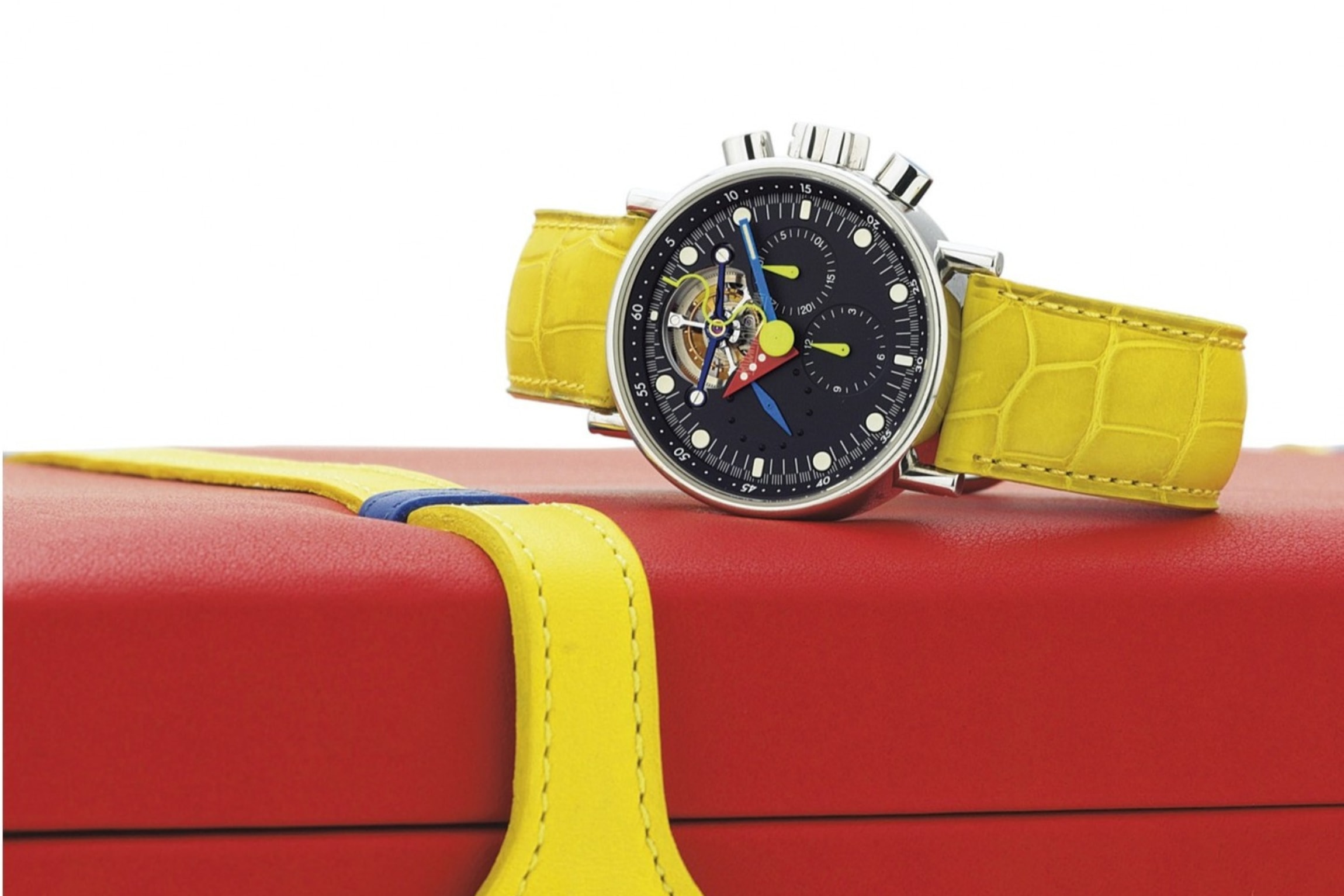 Limited to 10 unique pieces, the 1997 Krono Tourbillon was Silberstein’s first tourbillon column wheel chronograph watch featuring the Lemania LWO 2387 movement