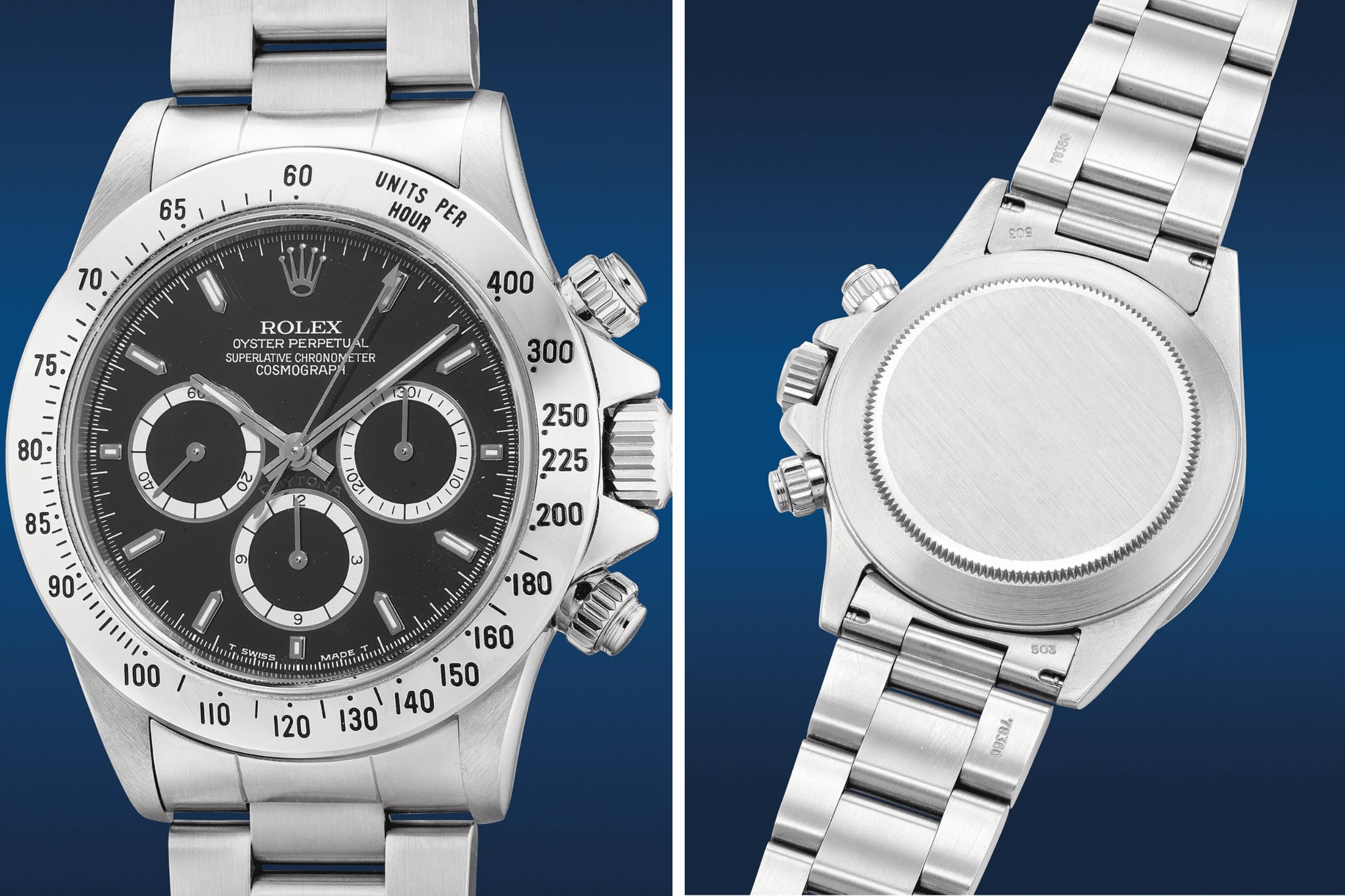 A Rolex Ref. 16520 with a stainless steel Rolex Oyster bracelet stamped “78360,” circa 1989 Photo: Phillips