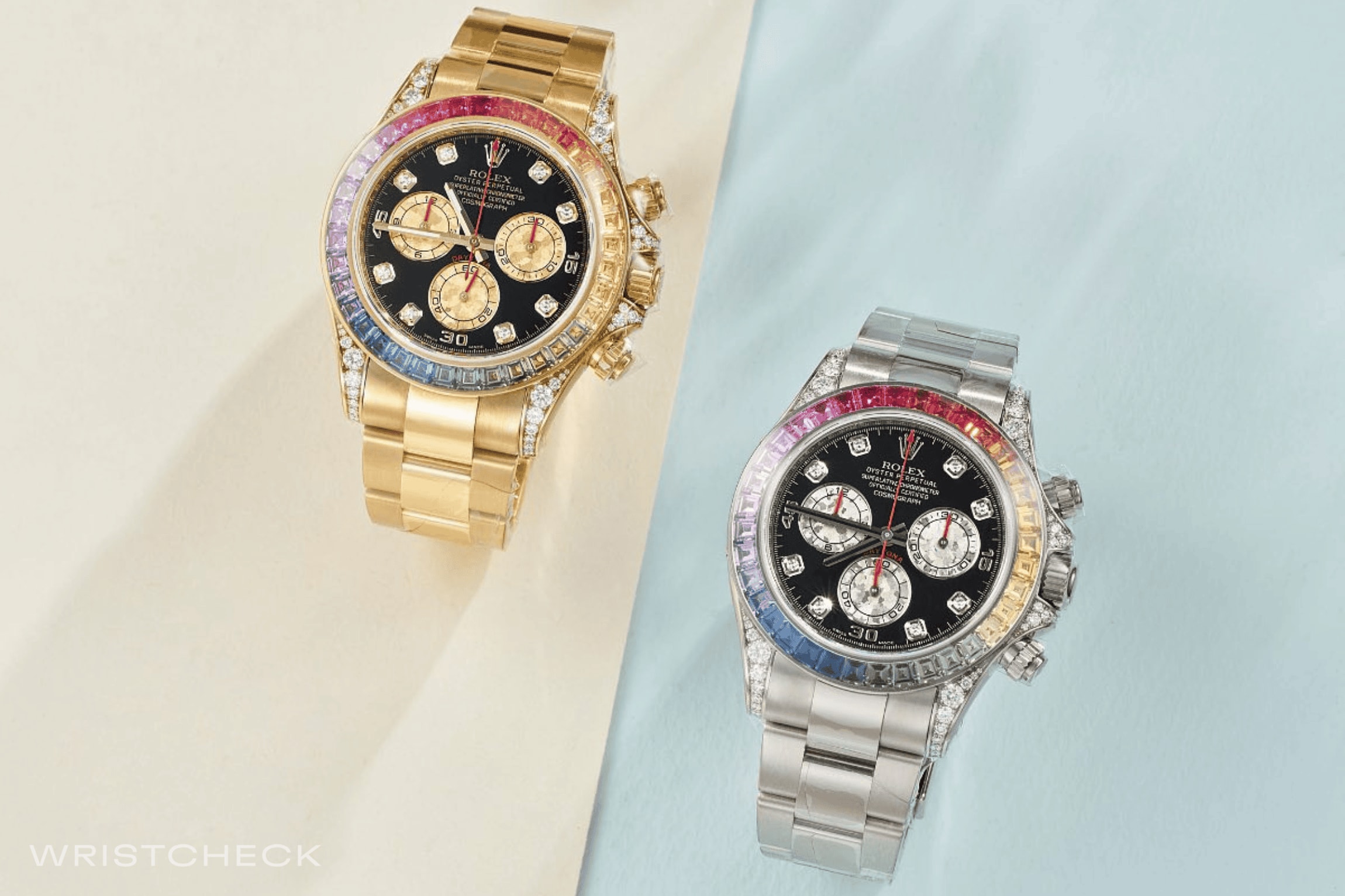 The Rolex Rainbow Daytona is an excellent example of a technically superb gem setting, showcasing precision in both the color gradient achieved with naturally colored stones and the cut and placement