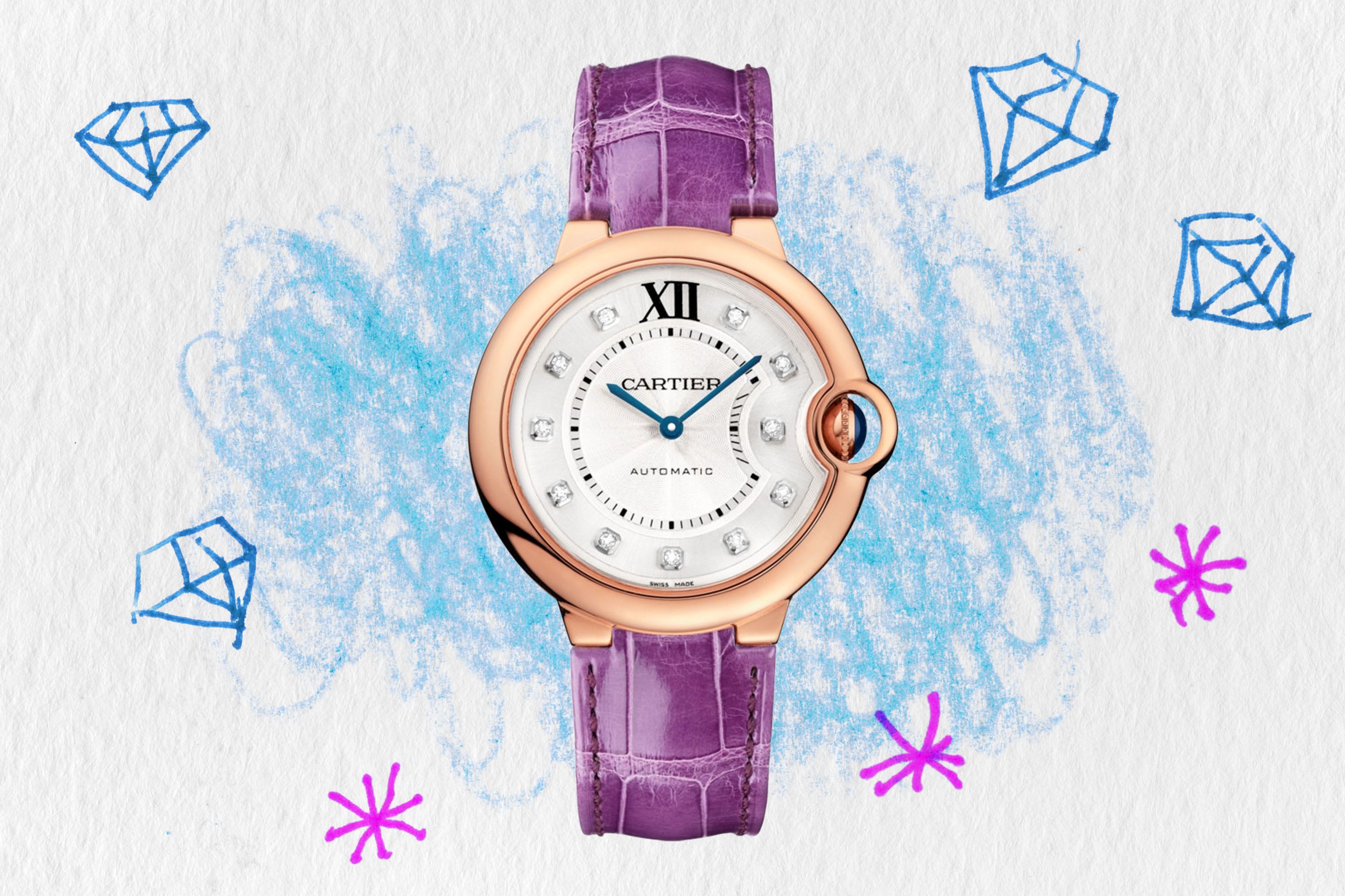 Cartier Ballon Bleu Rose Gold Diamond Silver Dial