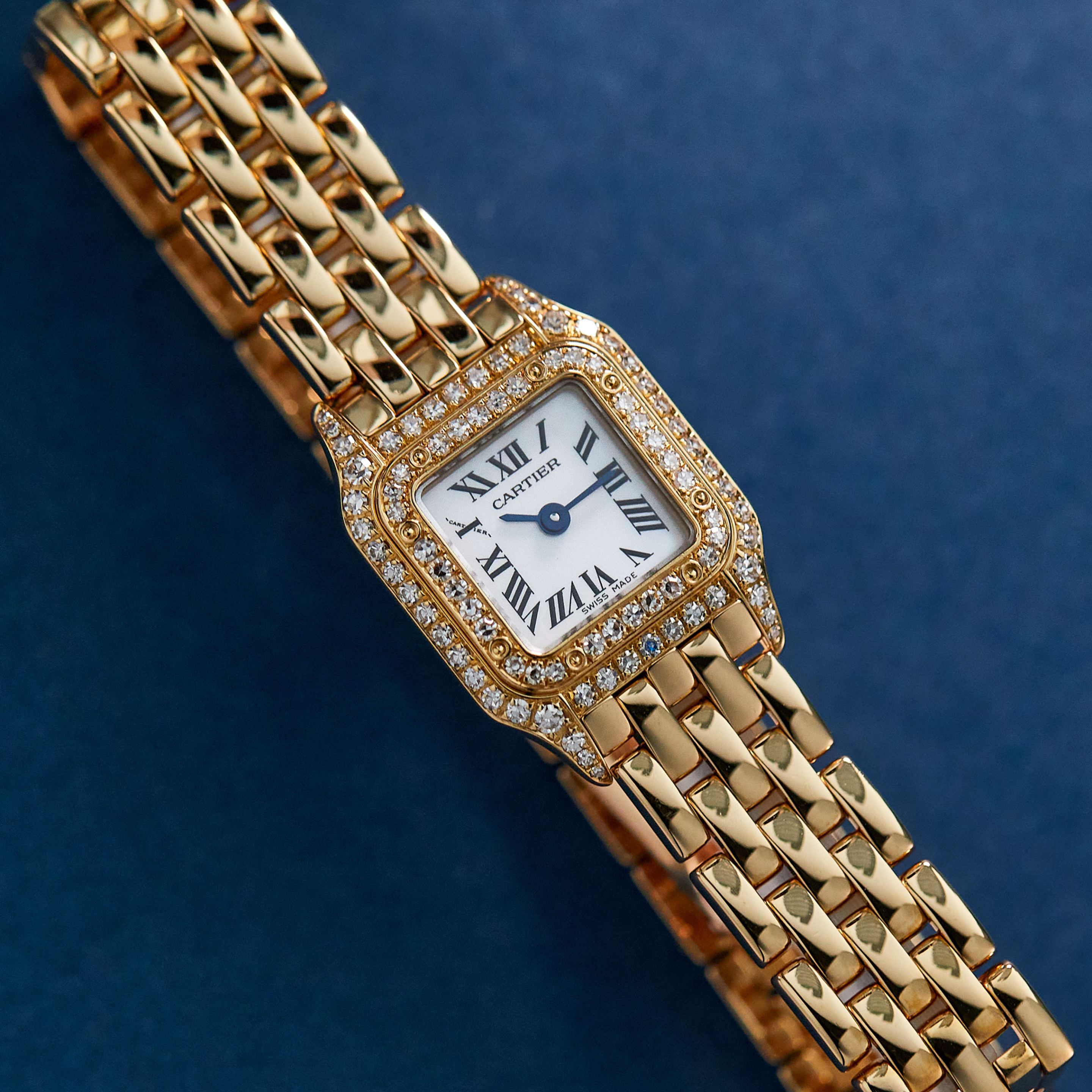 Cartier Mini Panthere Yellow Gold Diamond White Dial 17mm WF3148B9