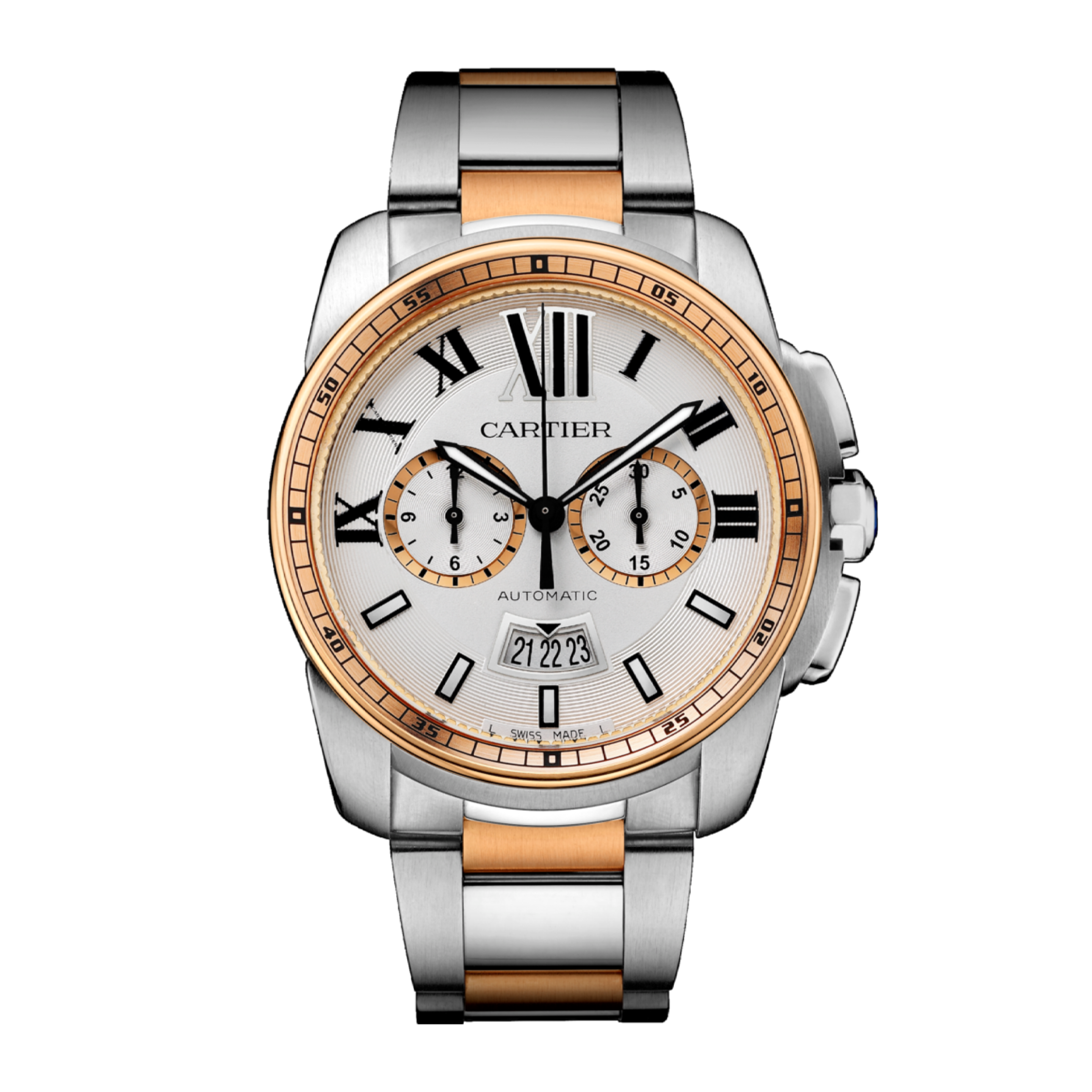 Calibre de Cartier Chronograph Rose Gold & Steel Silver Dial 42mm Product Image