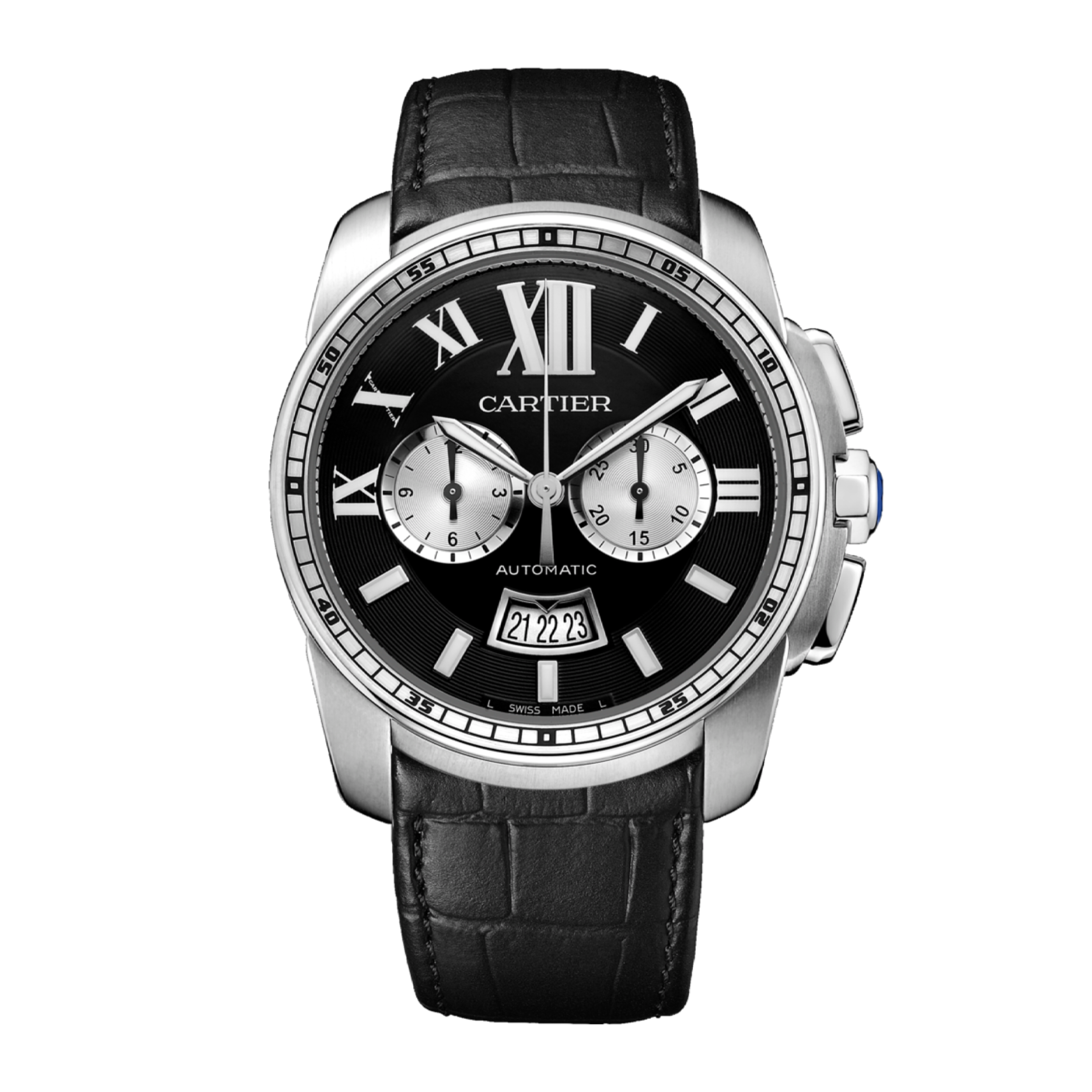 Calibre de Cartier Chronograph Steel Black Dial 42mm Product Image