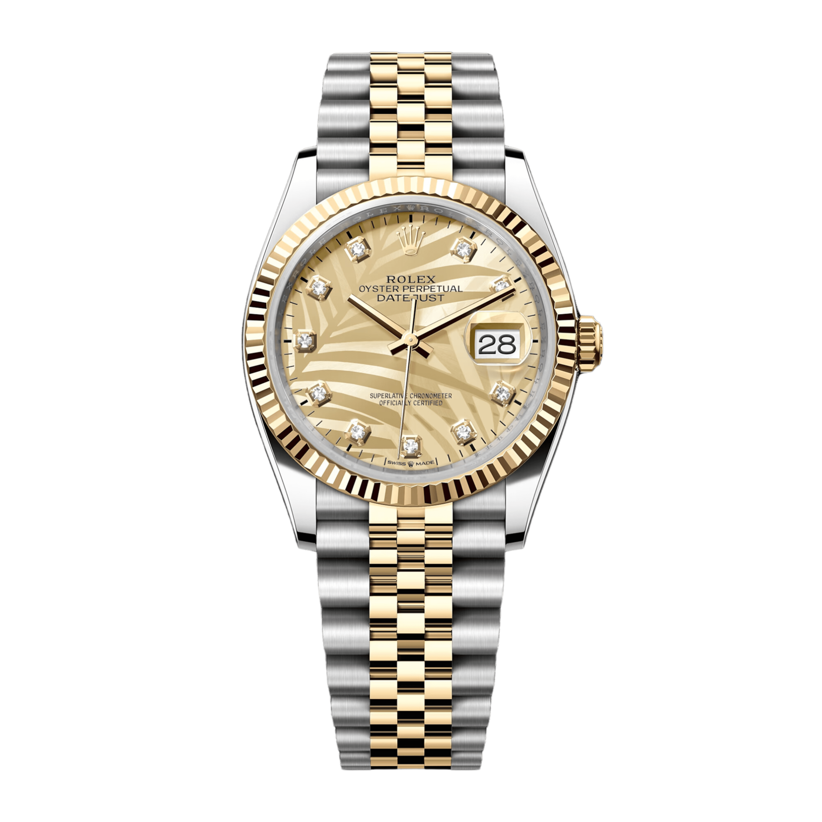 Datejust Yellow Gold & Steel Jubilee Champagne Palm Dial 36mm Product Image