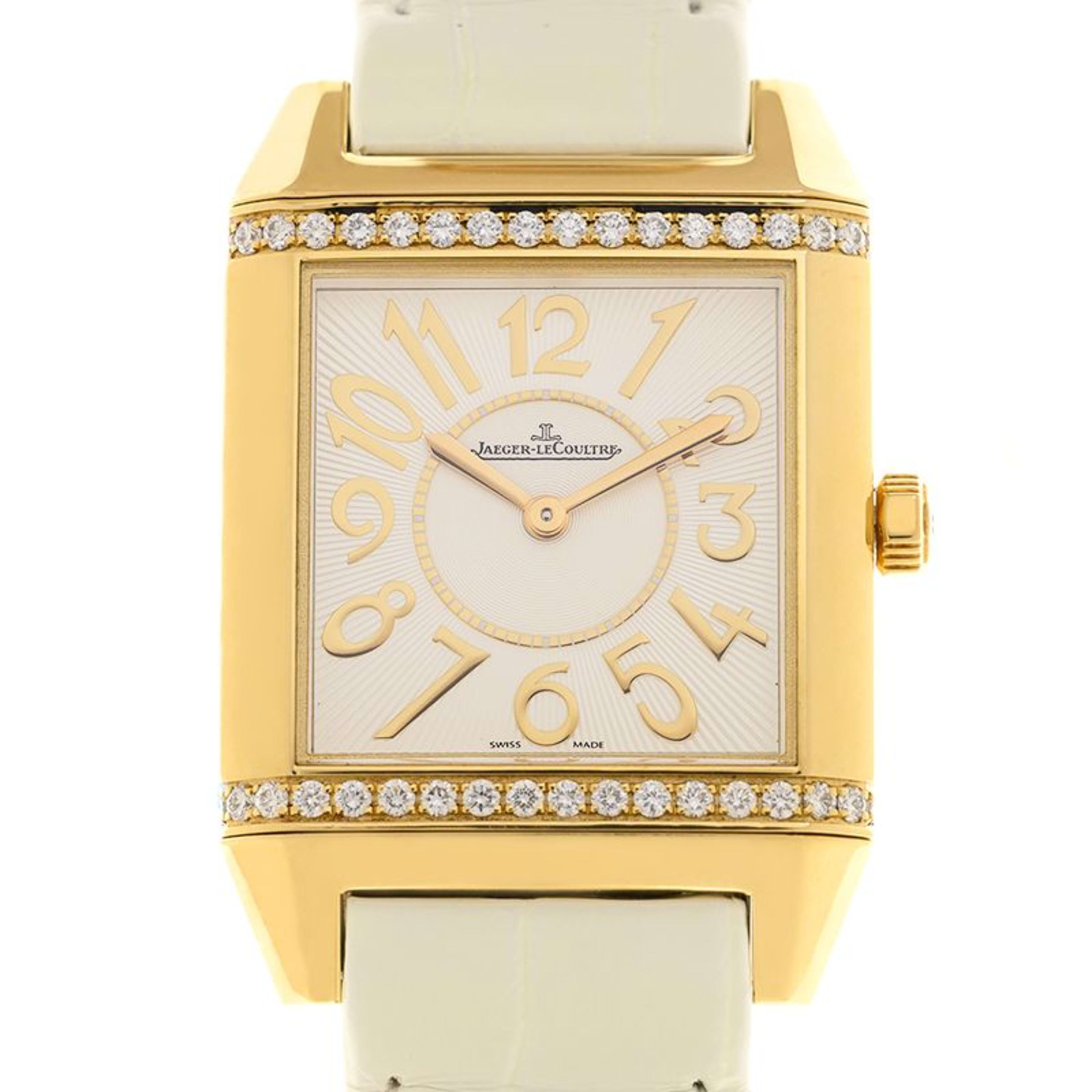 Reverso Squadra Yellow Gold Diamond White Dial 28mm Product Image