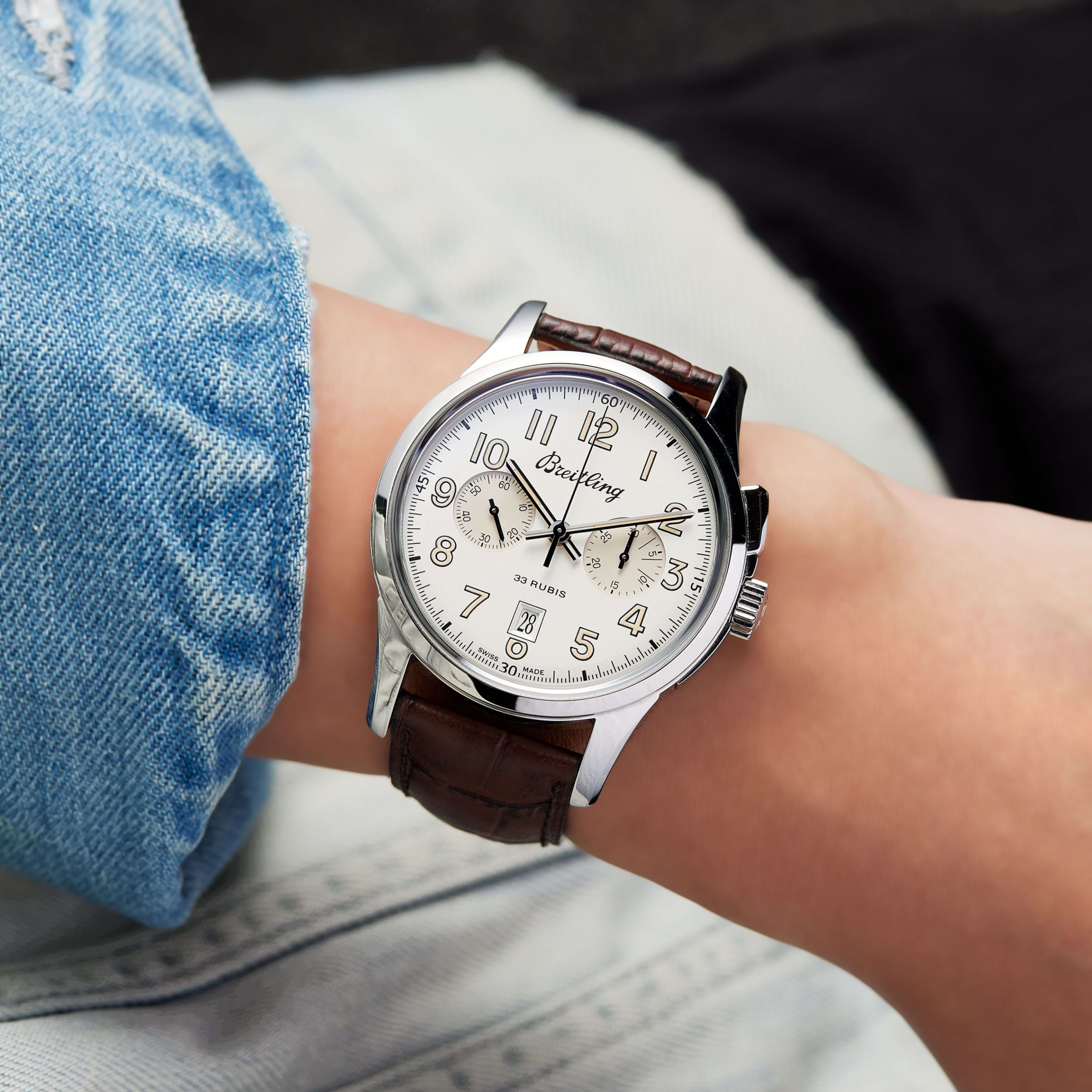 Transocean Chronograph 1915 Steel White Dial 43mm Product Image