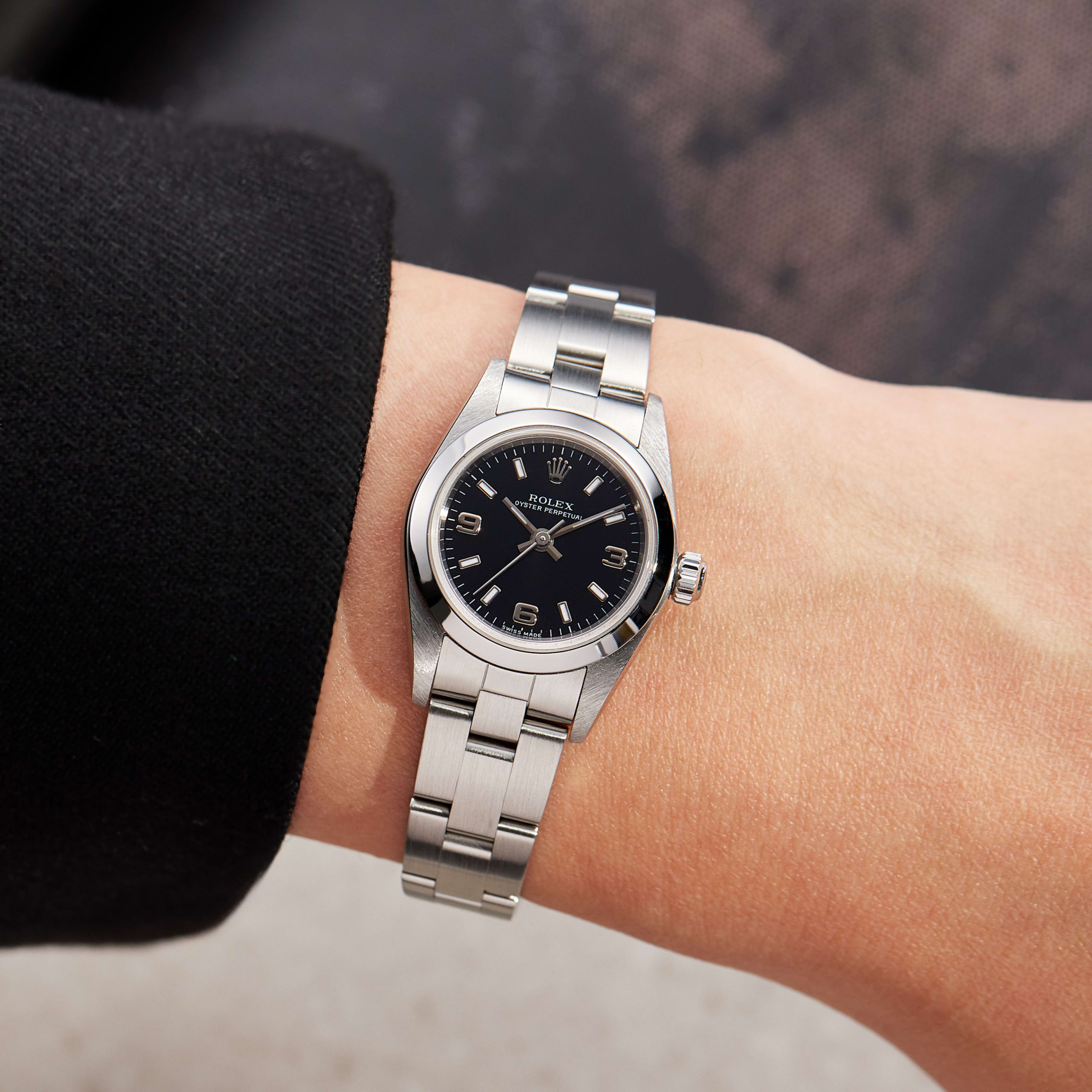 Rolex Oyster Perpetual Steel Black Dial 24mm 76080 Black - Make an