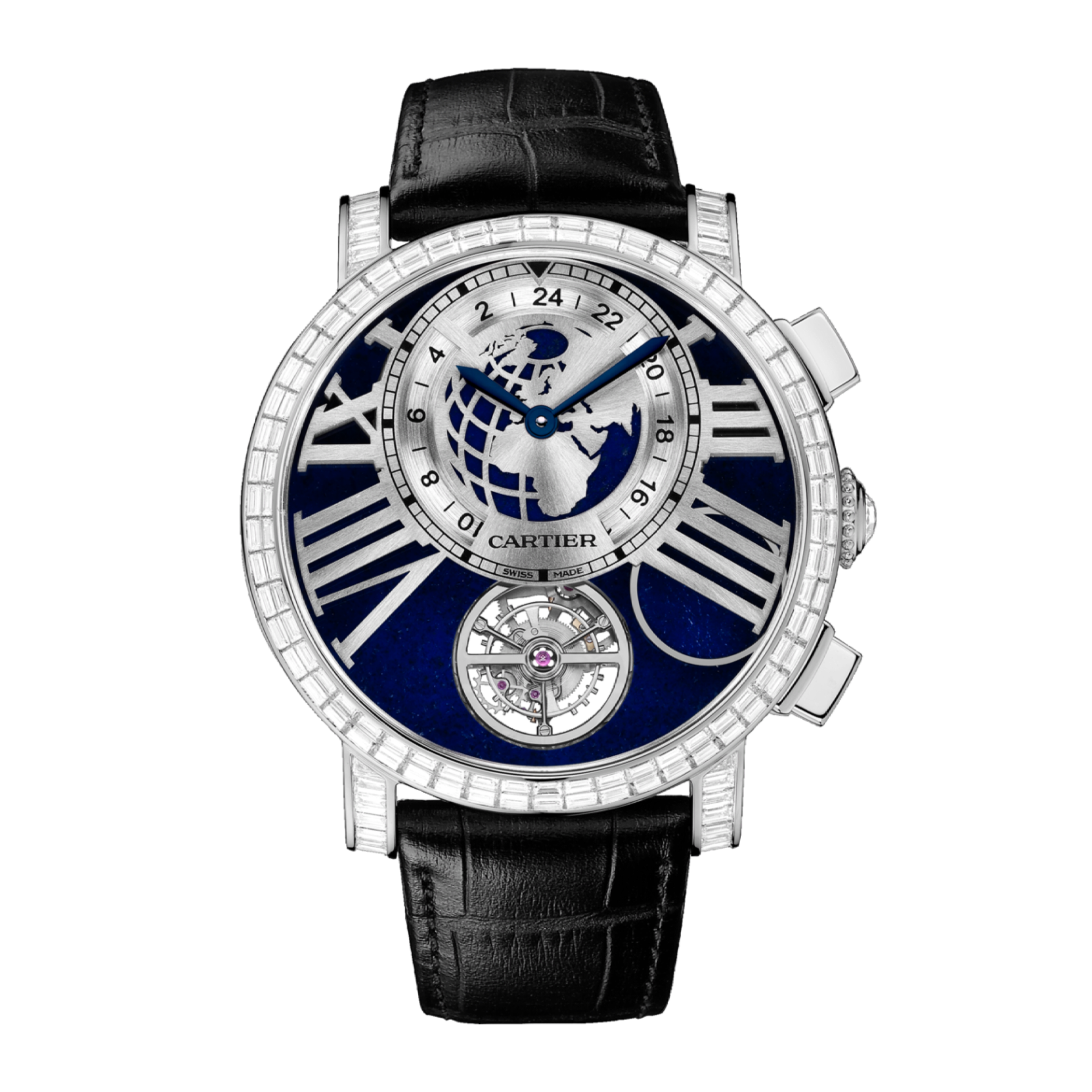 Rotonde de Cartier GMT Tourbillon Platinum Diamond Blue Dial 47mm Product Image