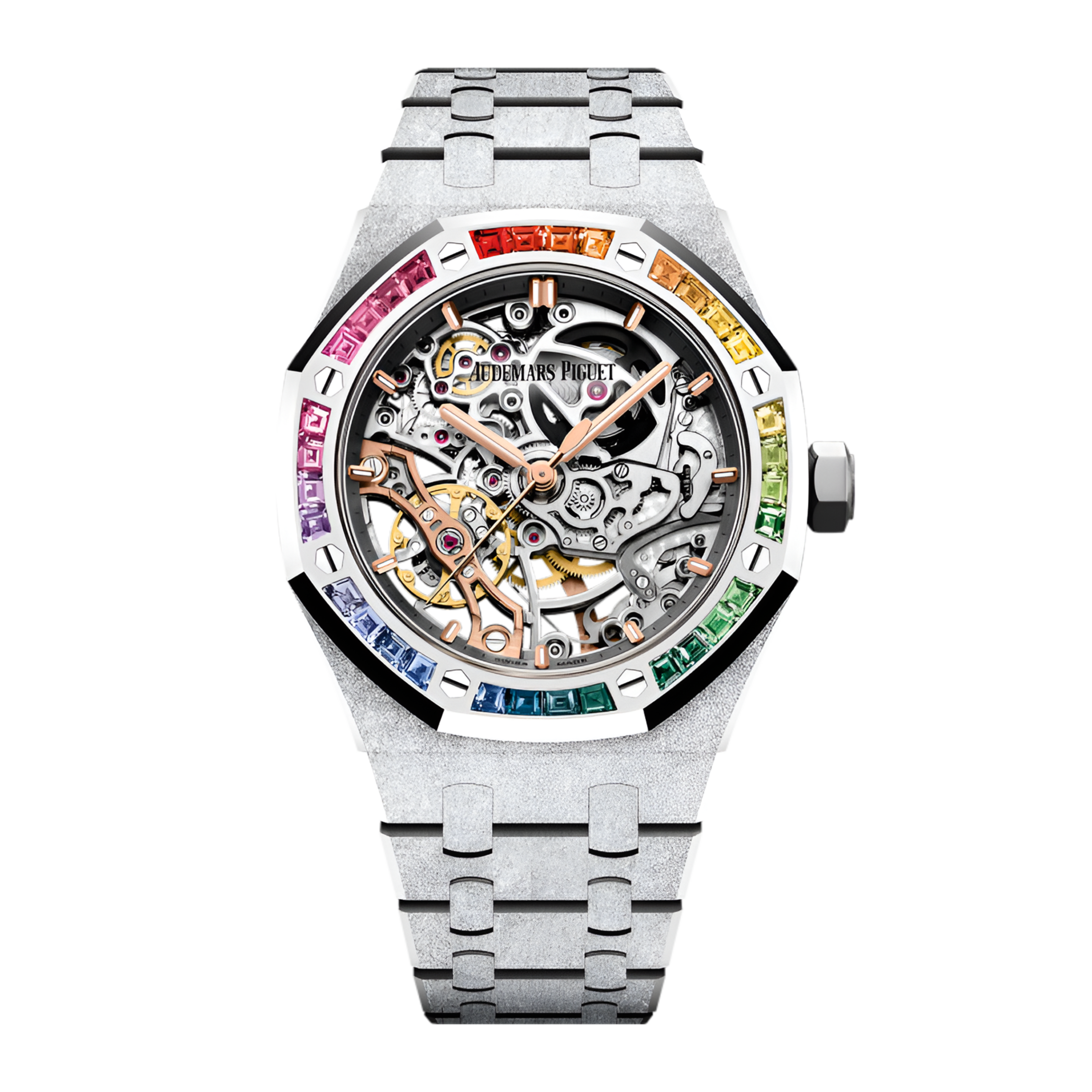 Royal Oak Double Balance Wheel Openworked Frosted White Gold Rainbow 37mm Product Image