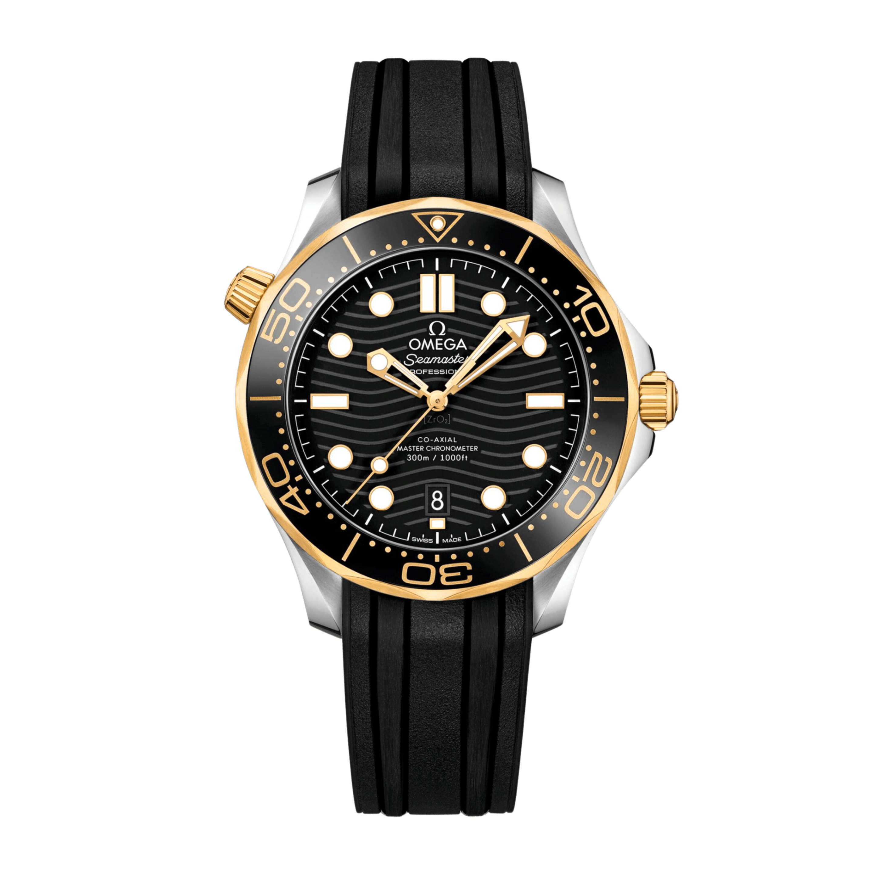Omega Seamaster Diver 300m Yellow Gold & Steel Black Dial 42mm