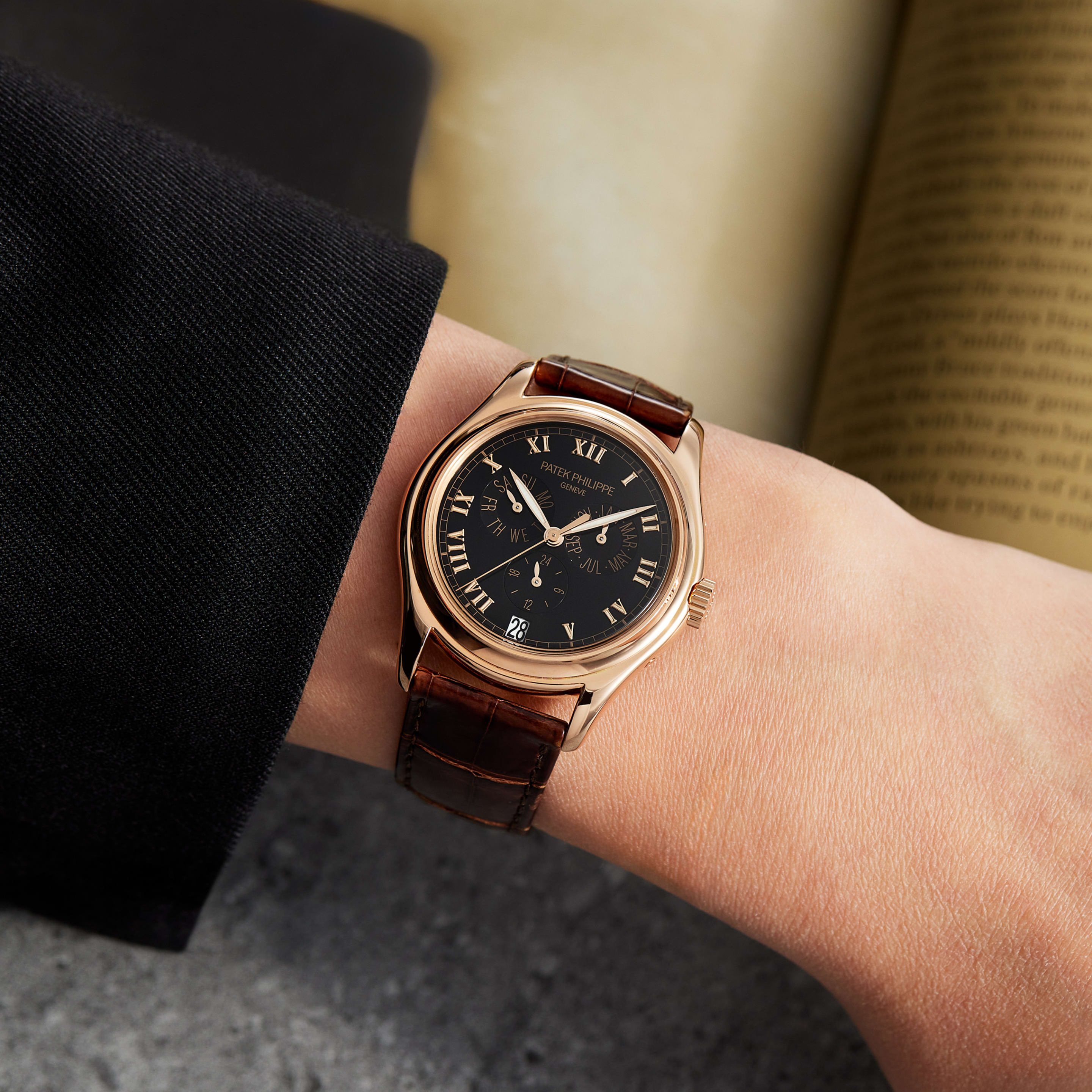Patek Philippe Complications Annual Calendar Rose Gold Black Dial