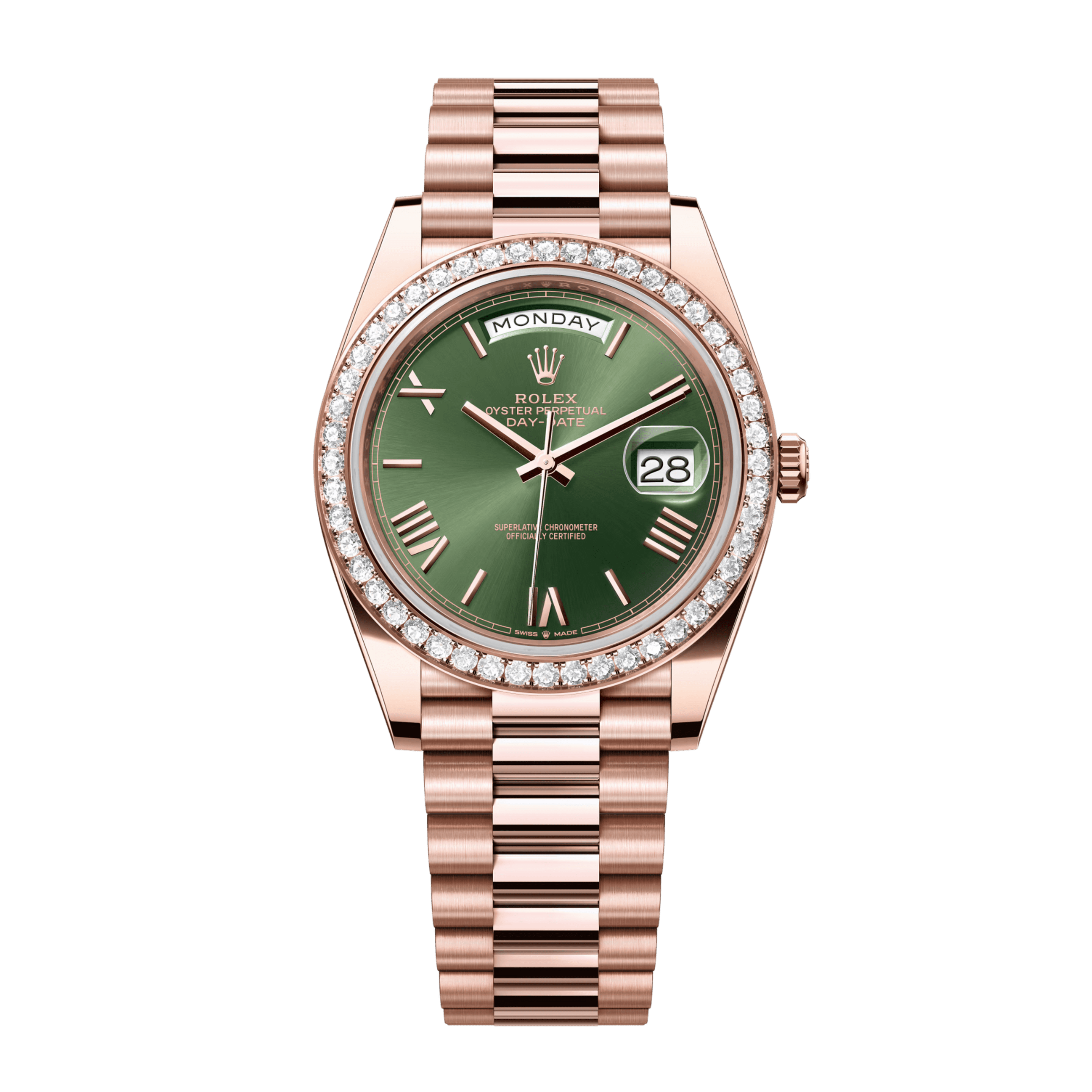 Day-Date Rose Gold Diamond Green Dial 40mm Product Image