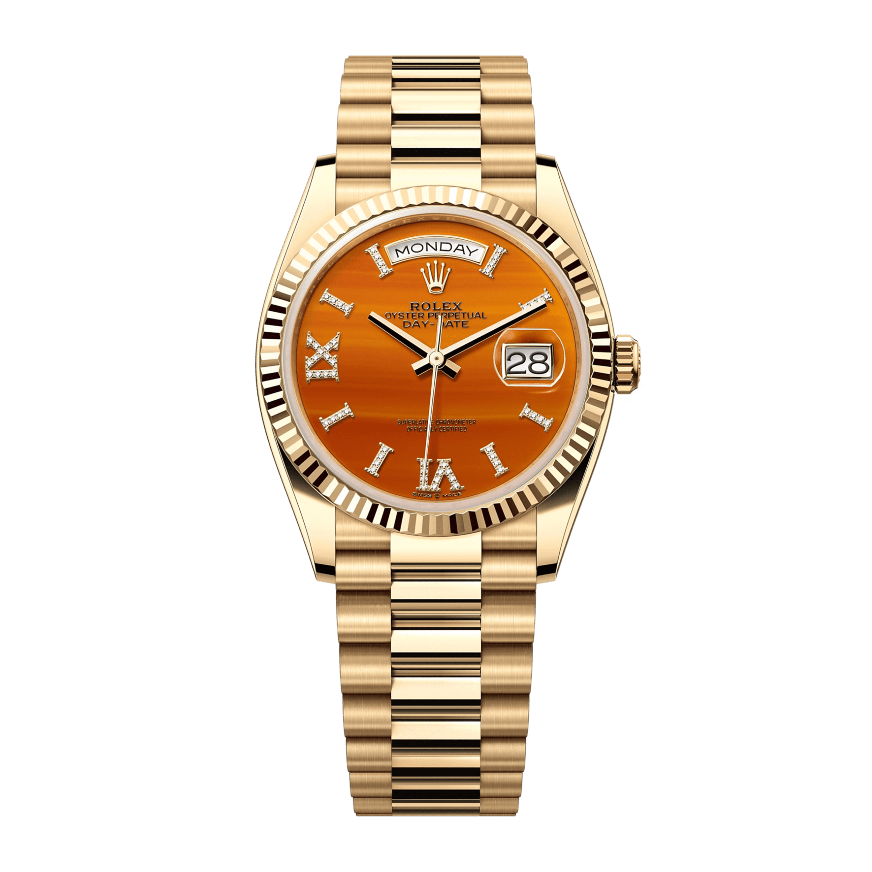 Day-Date 36 Yellow Gold Orange Dial 36mm Product Image