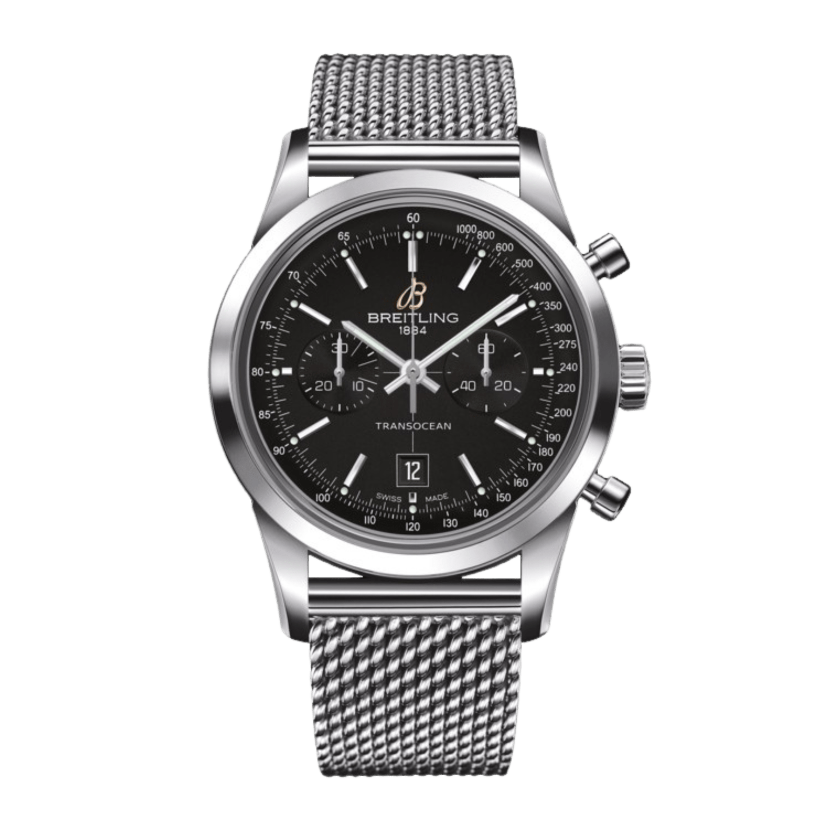 Transocean Chronograph Steel Black Dial 38mm Product Image