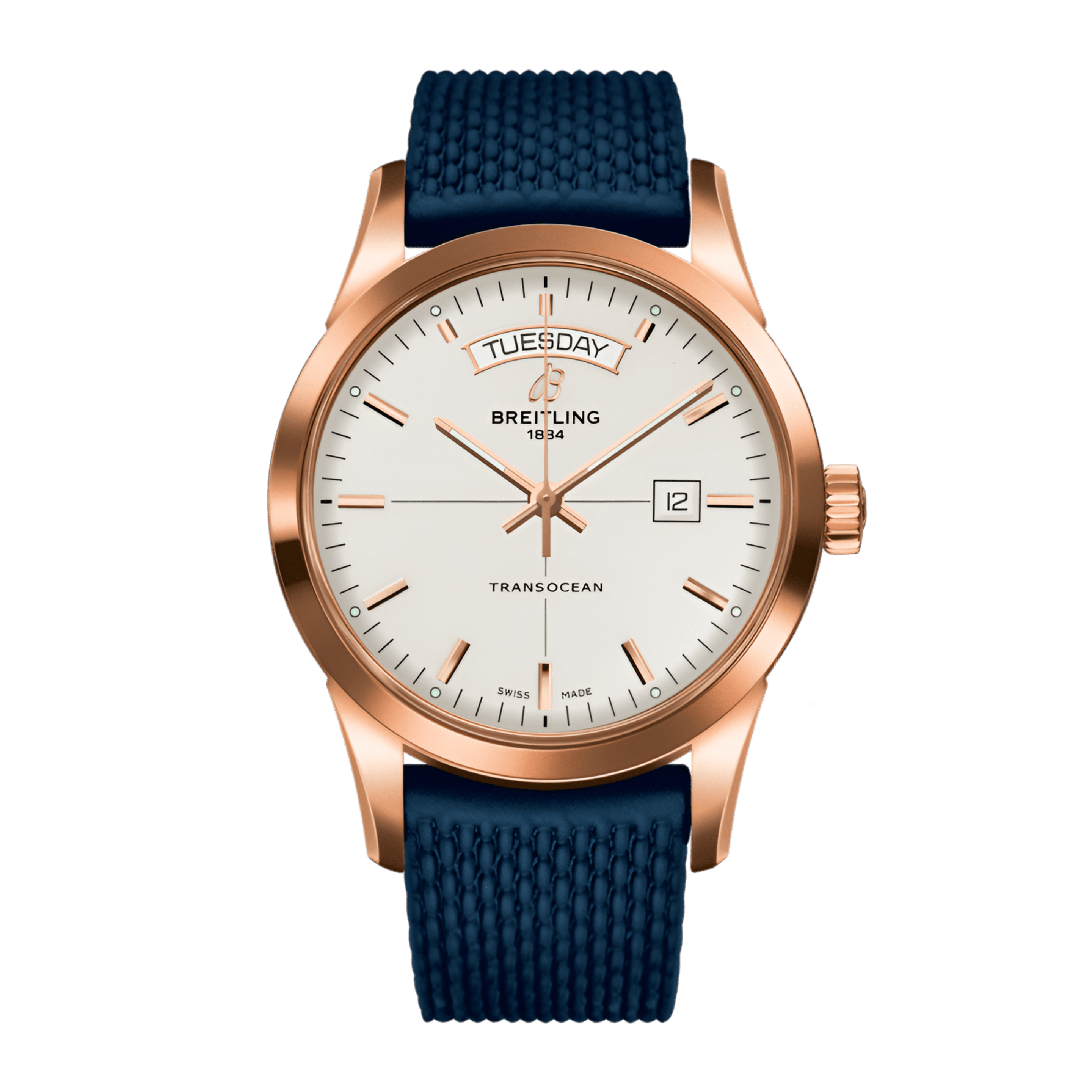 Transocean Day & Date Rose Gold Silver Dial 43mm Product Image