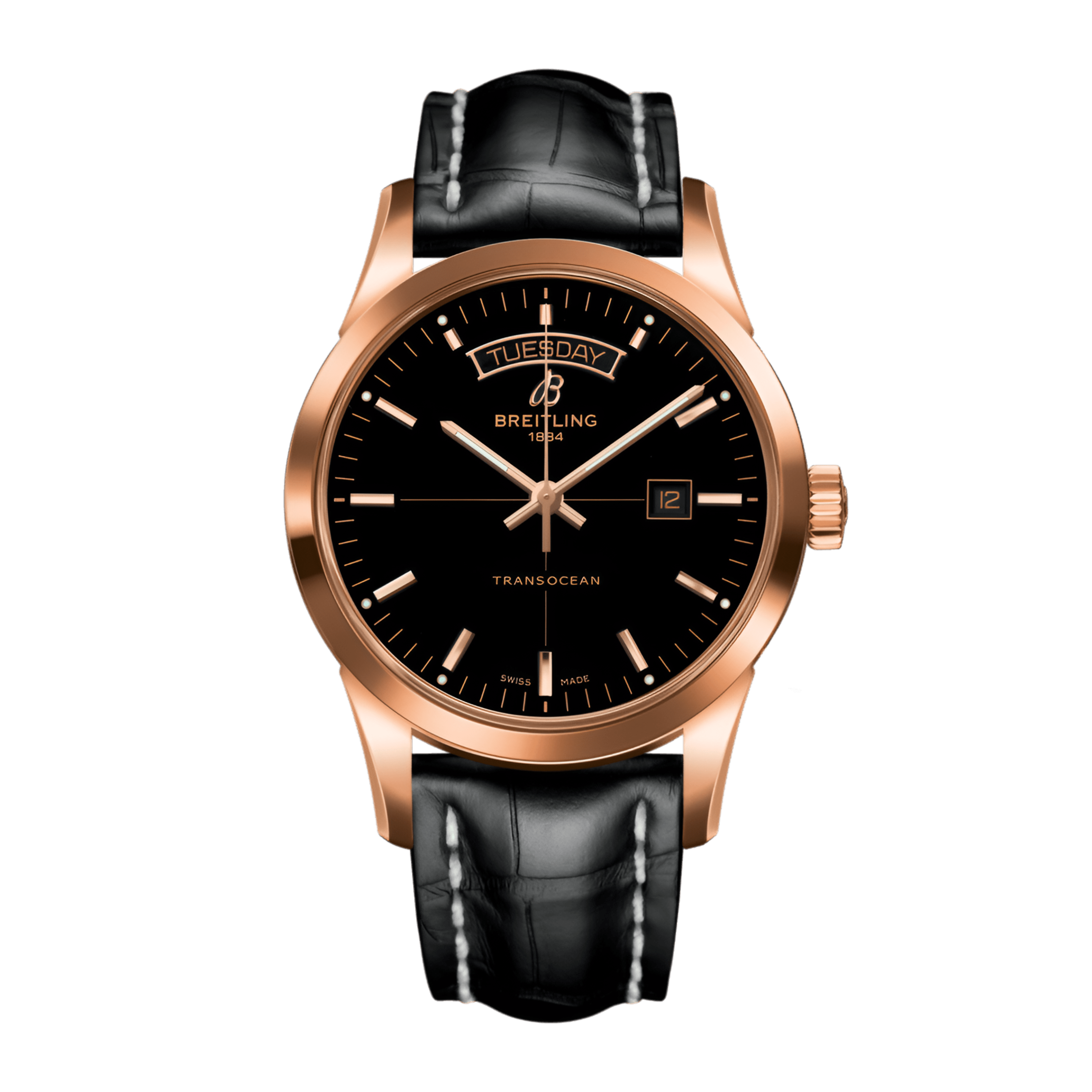 Transocean Day & Date Rose Gold Black Dial 43mm Product Image
