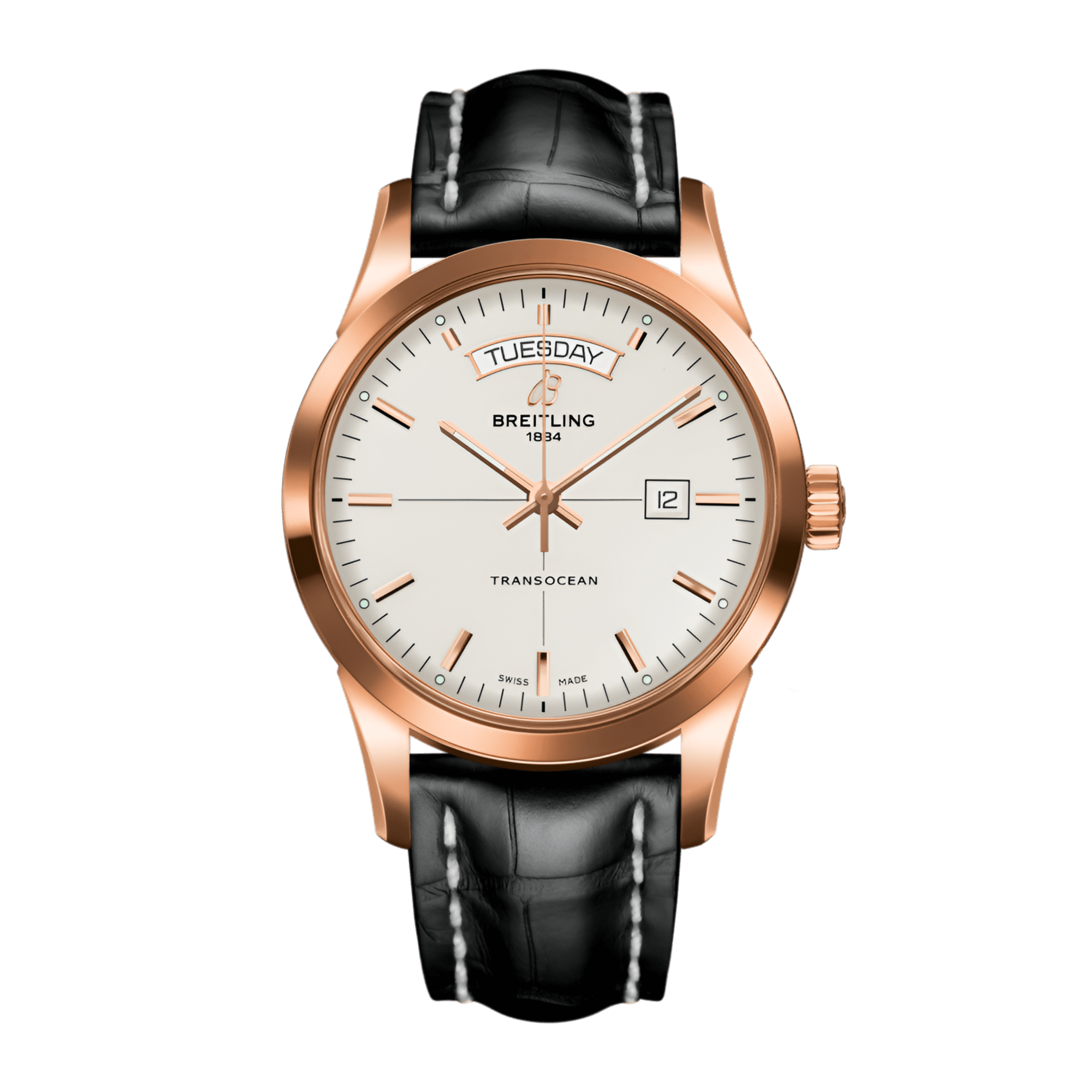 Transocean Day & Date Rose Gold Silver Dial 43mm Product Image