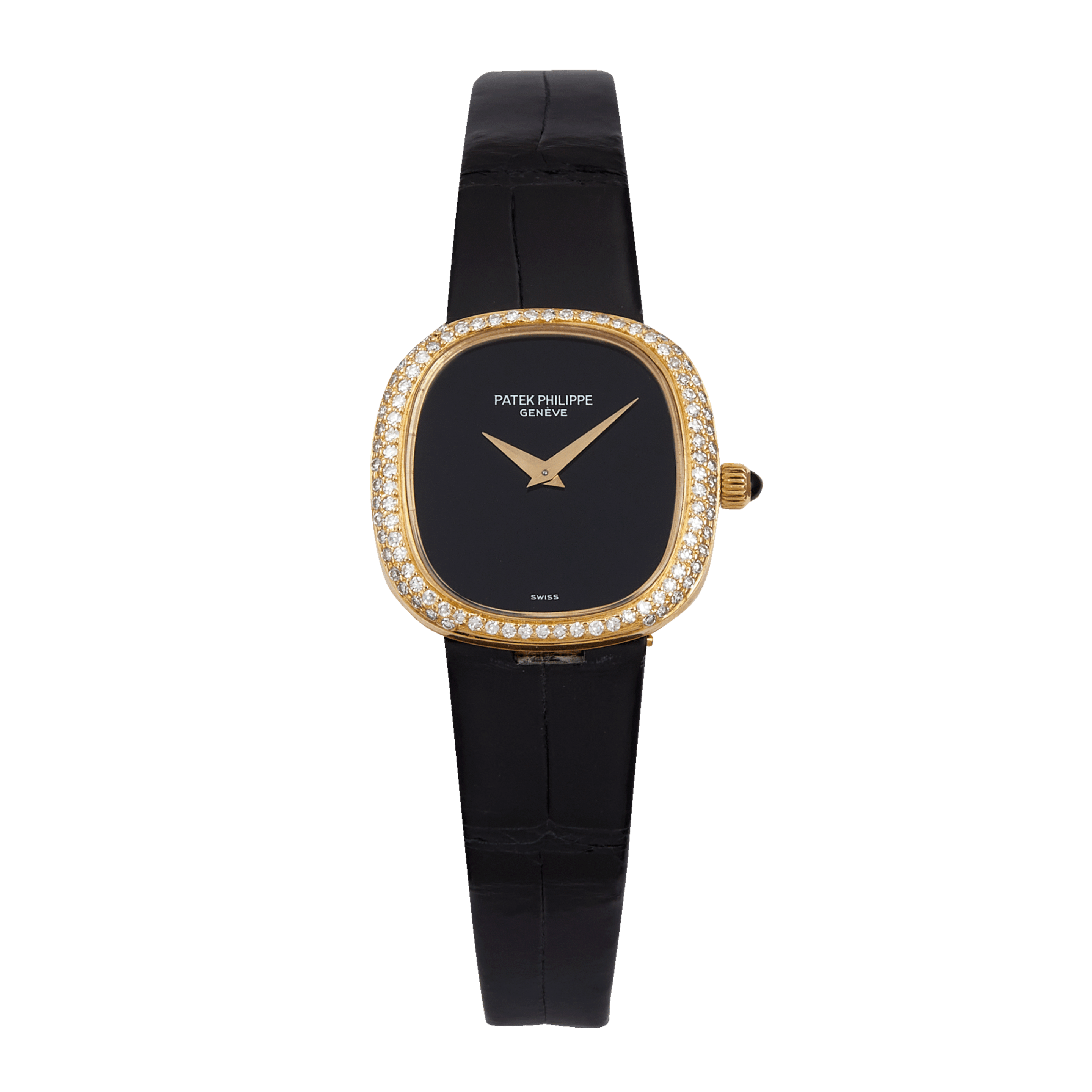 Onyx Ellipse Yellow Gold Diamond Black Dial 25mm Product Image