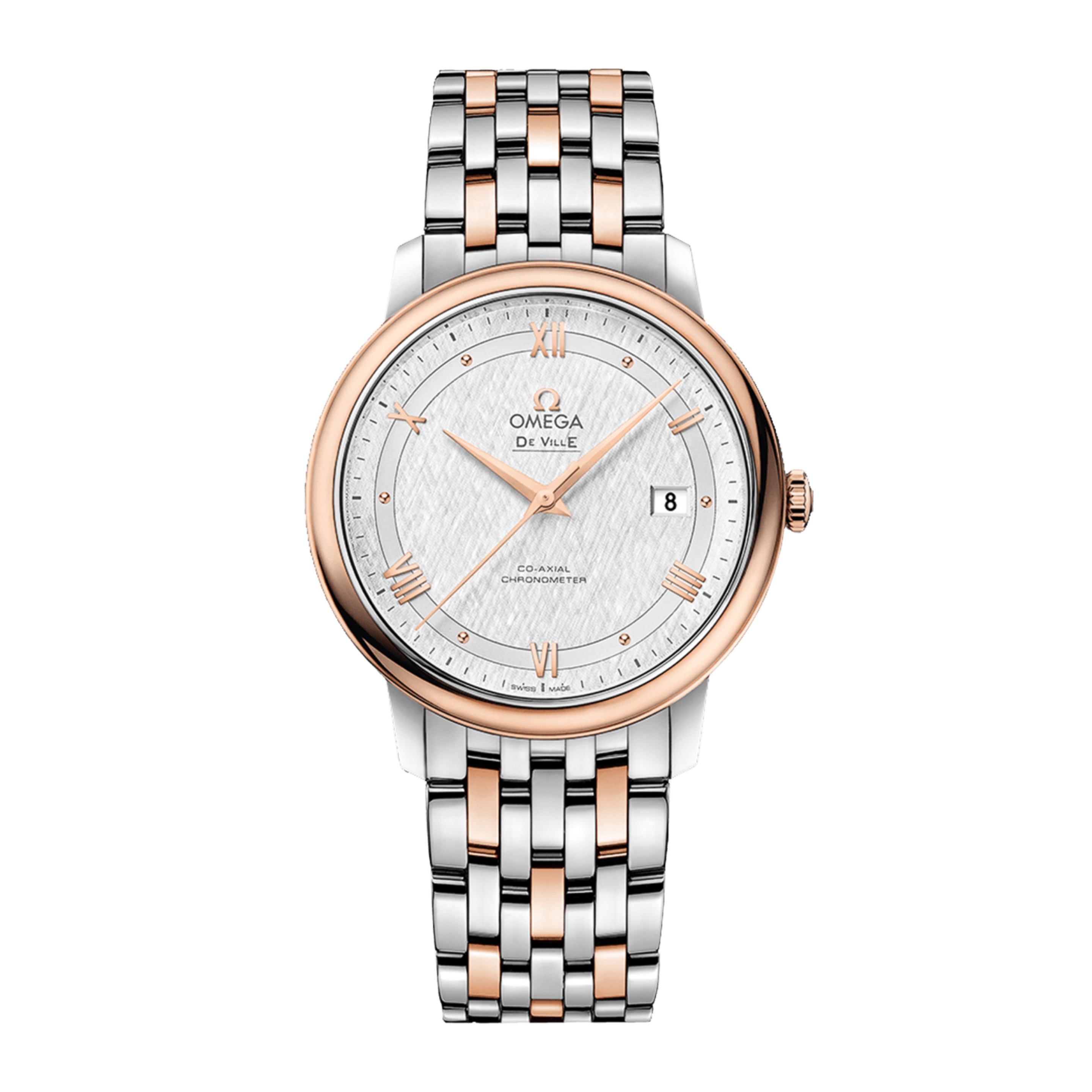 De Ville Prestige Rose Gold & Steel Silver Dial 39mm Product Image