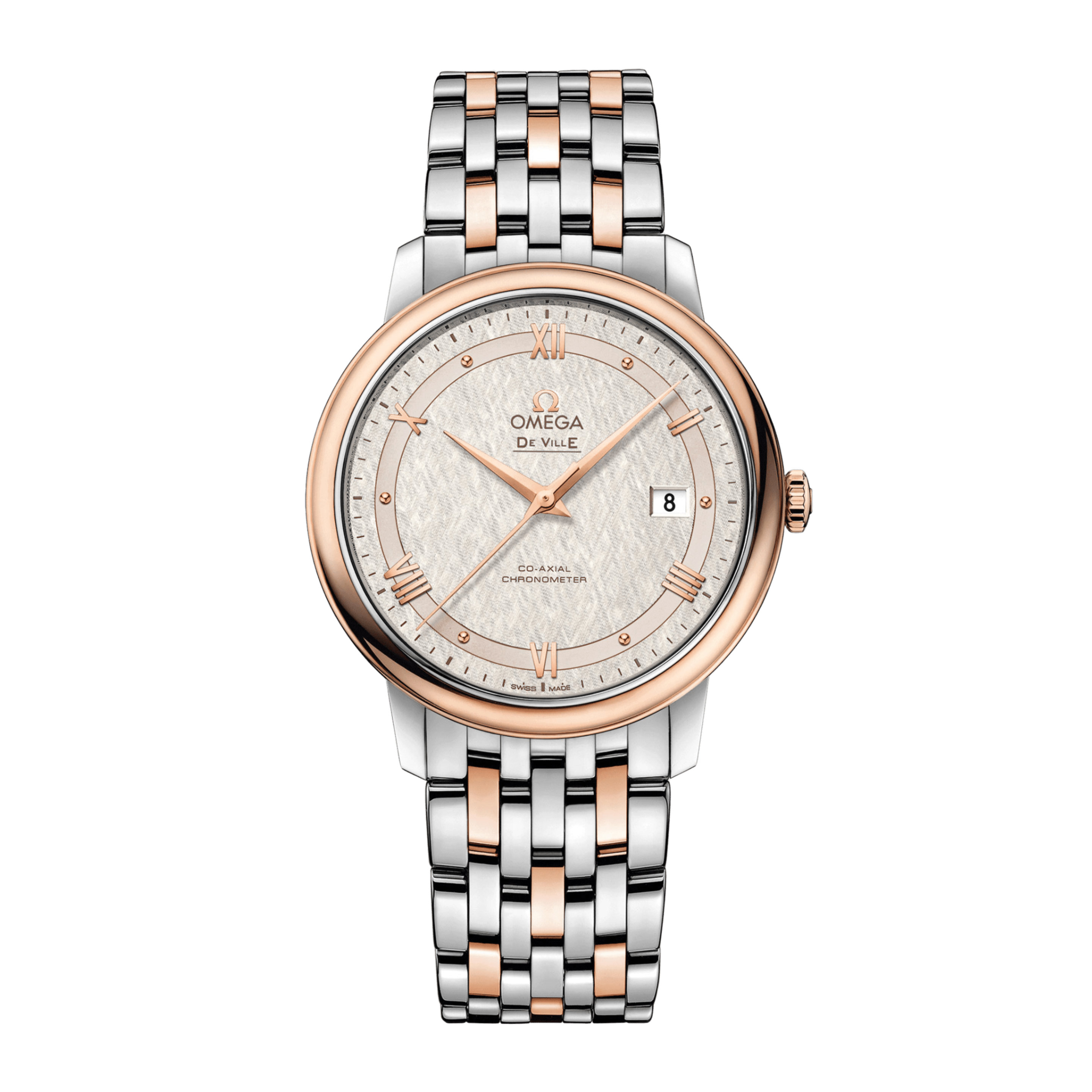De Ville Prestige Rose Gold & Steel Silver Dial 39mm Product Image