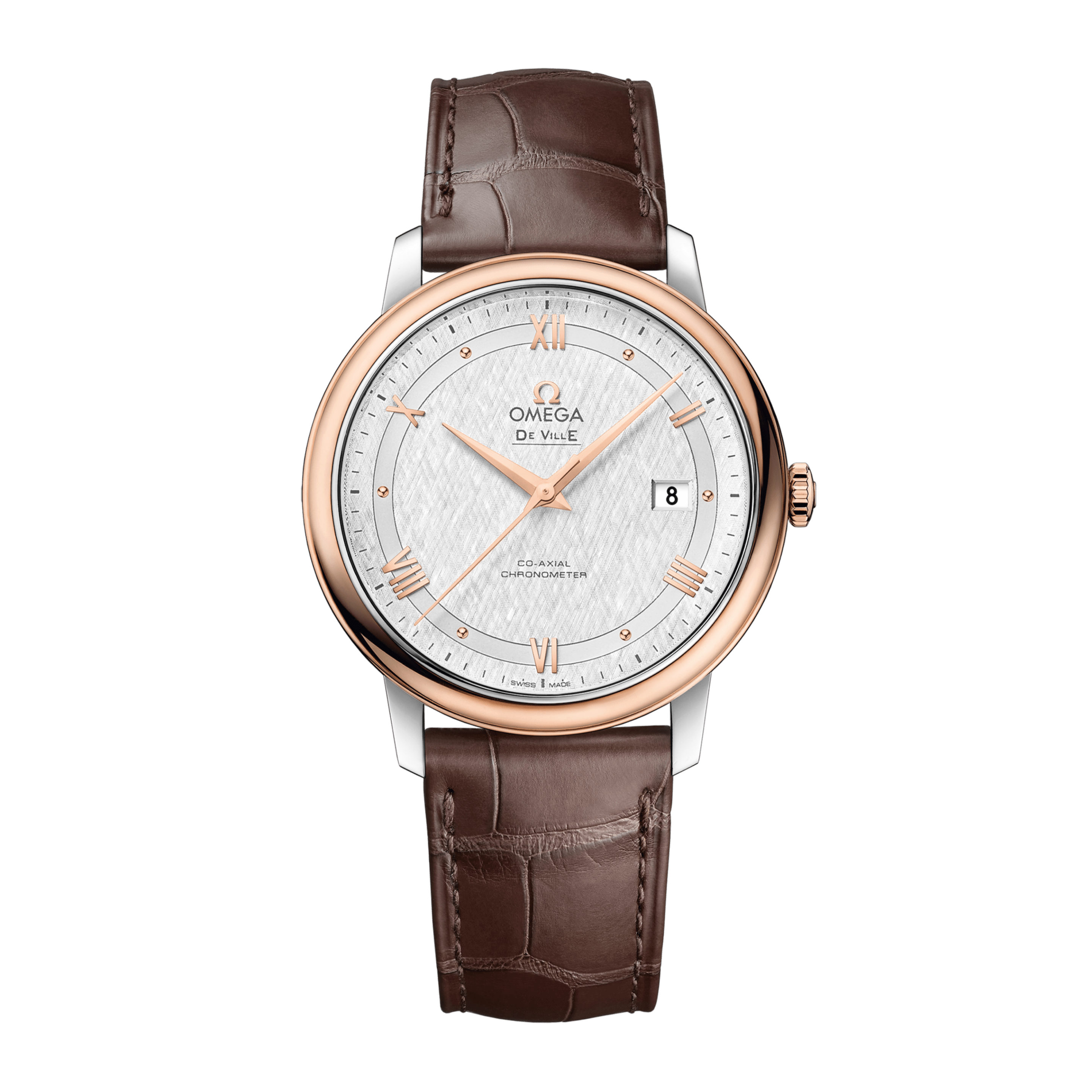 De Ville Prestige Rose Gold & Steel Silver Dial 39mm Product Image